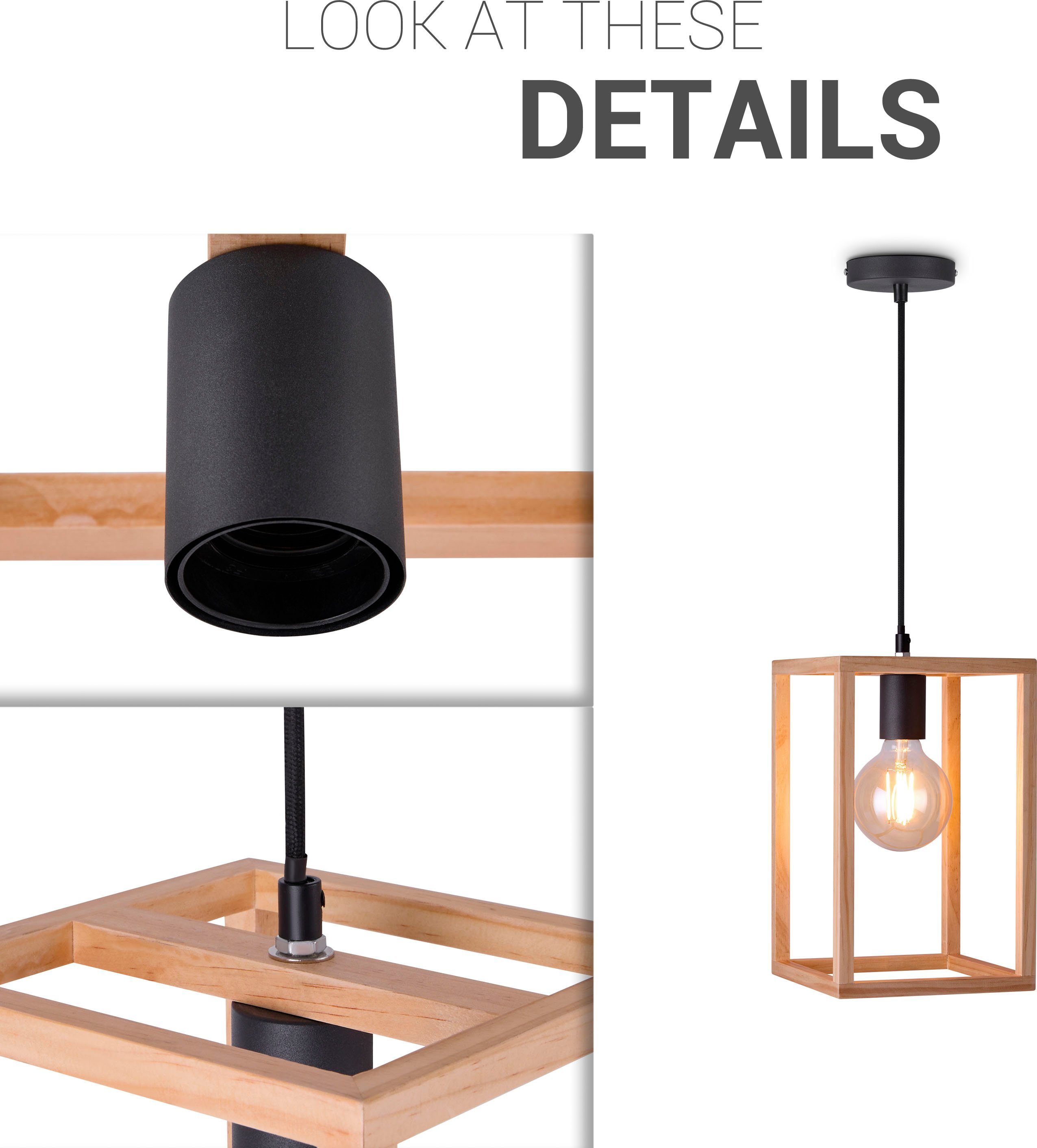Paco Home Hanglamp Björn LED pendellamp woonkamer eetkamer modern hout eenlampig E27