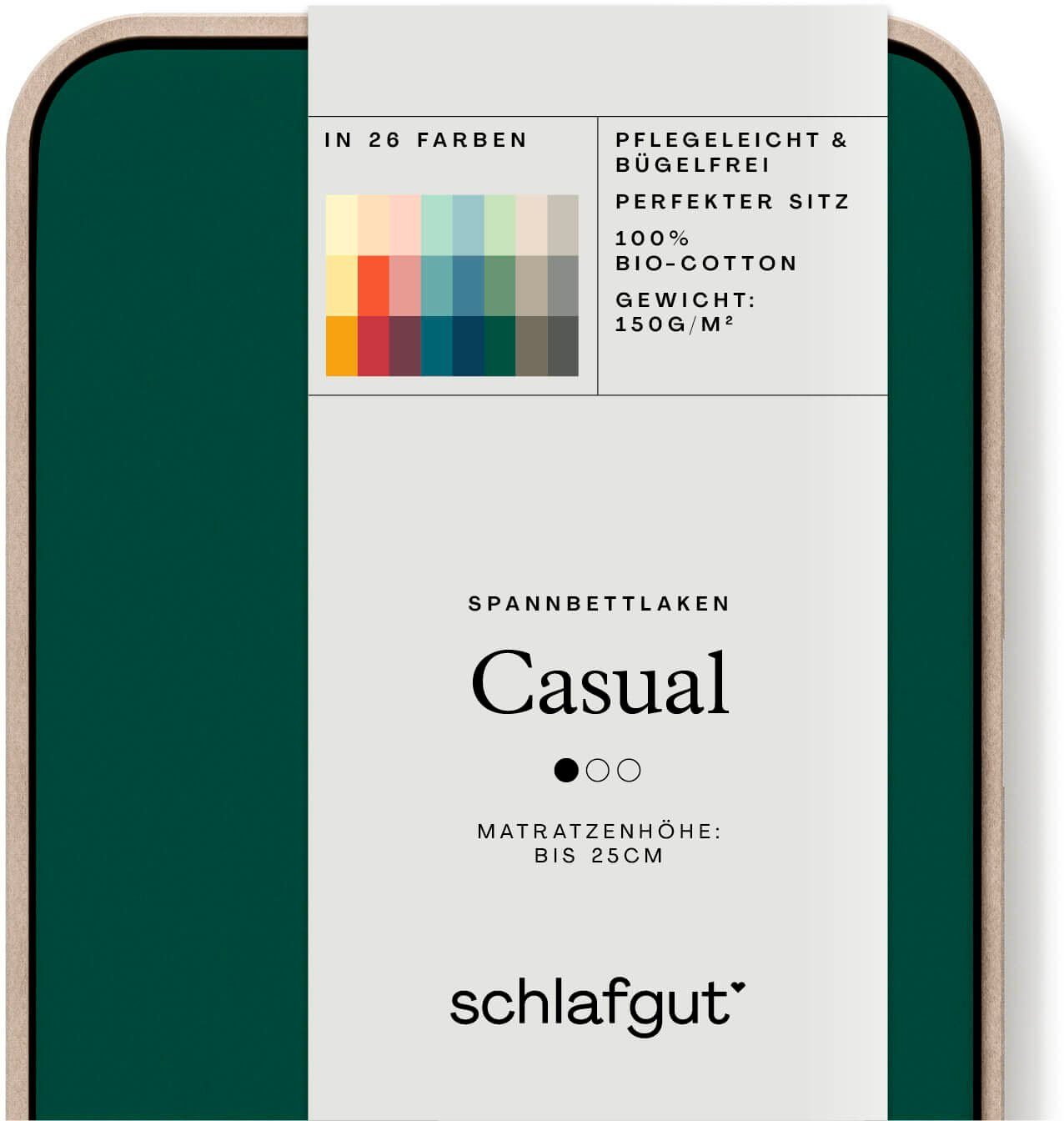 Schlafgut Hoeslaken CASUAL o.a. in maat 90x200, 140x200 of 180x200 cm, 100% biologisch katoen Dekbedovertrek voor matrassen tot 25 cm hoogte, betrouwbaar, duurzaam, zacht (1 stuk)