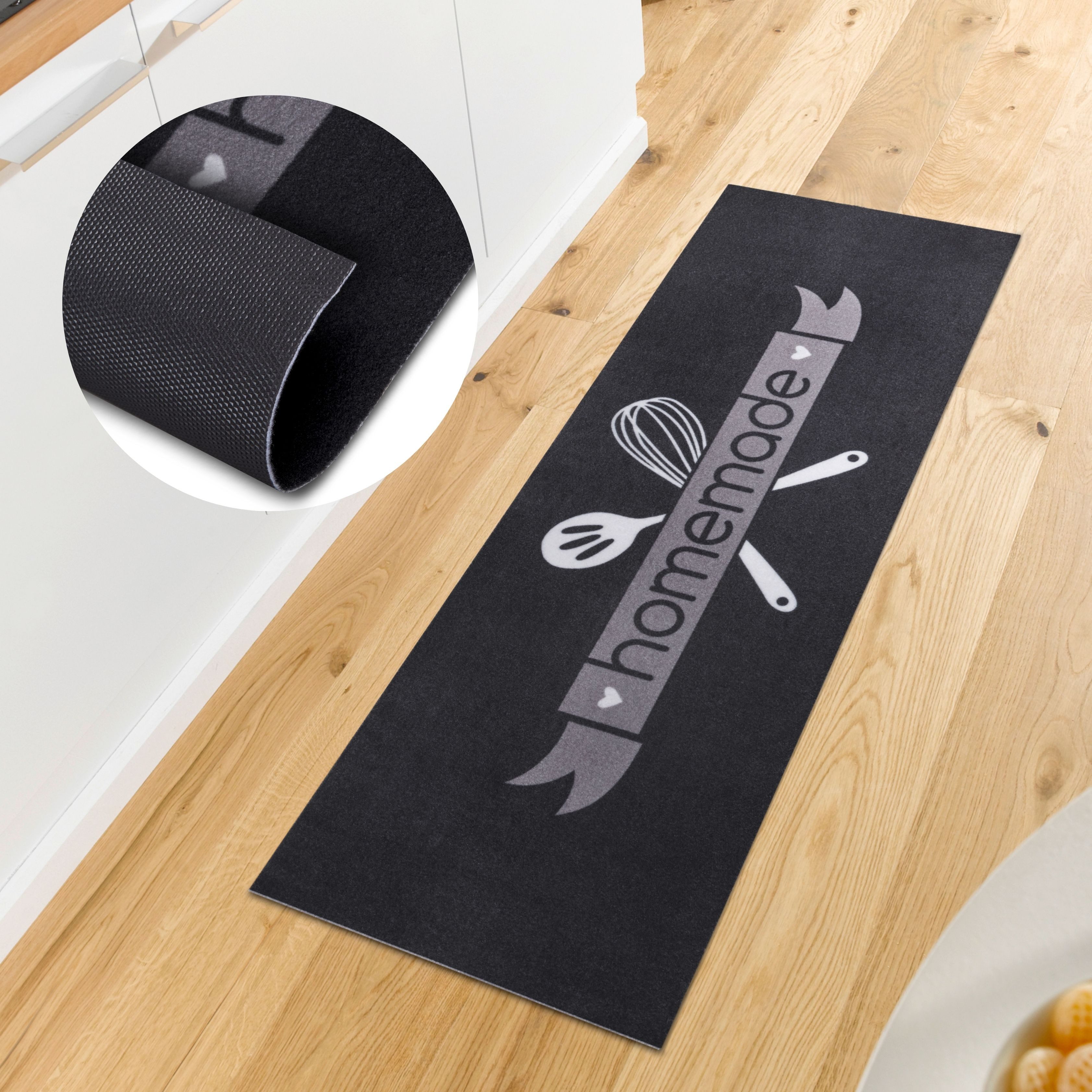 HANSE Home Keukenloper Homemade Kitchen Loper, antislip, keukenkleed, keuken, vloerkleed, gemakkelijk in onderhoud laagpolige vloerkleden zwart