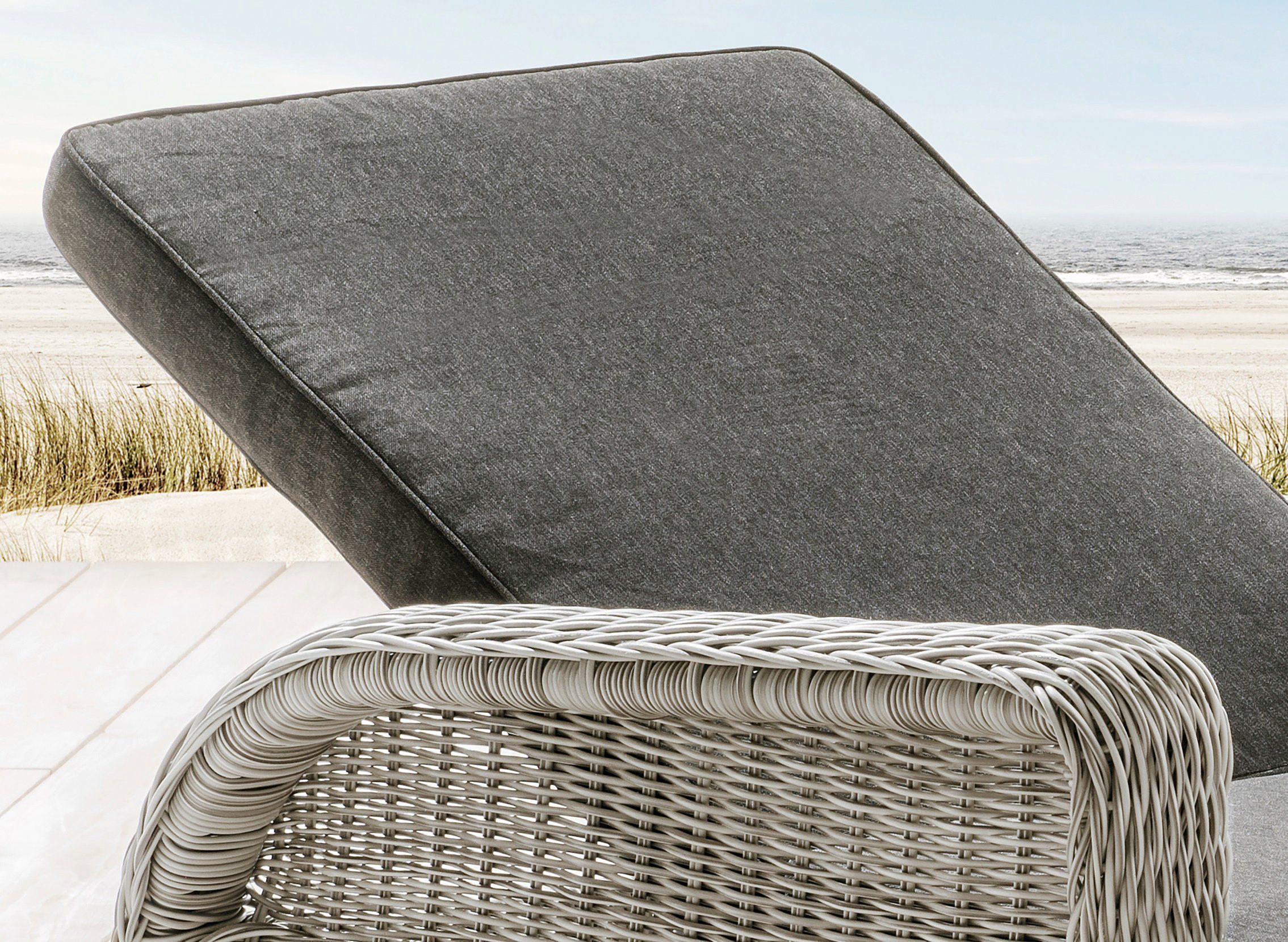 Destiny Ligstoel Casa Aluminium, polyrattan, met wielen en kussen, 202x83x58cm, verstelbaar