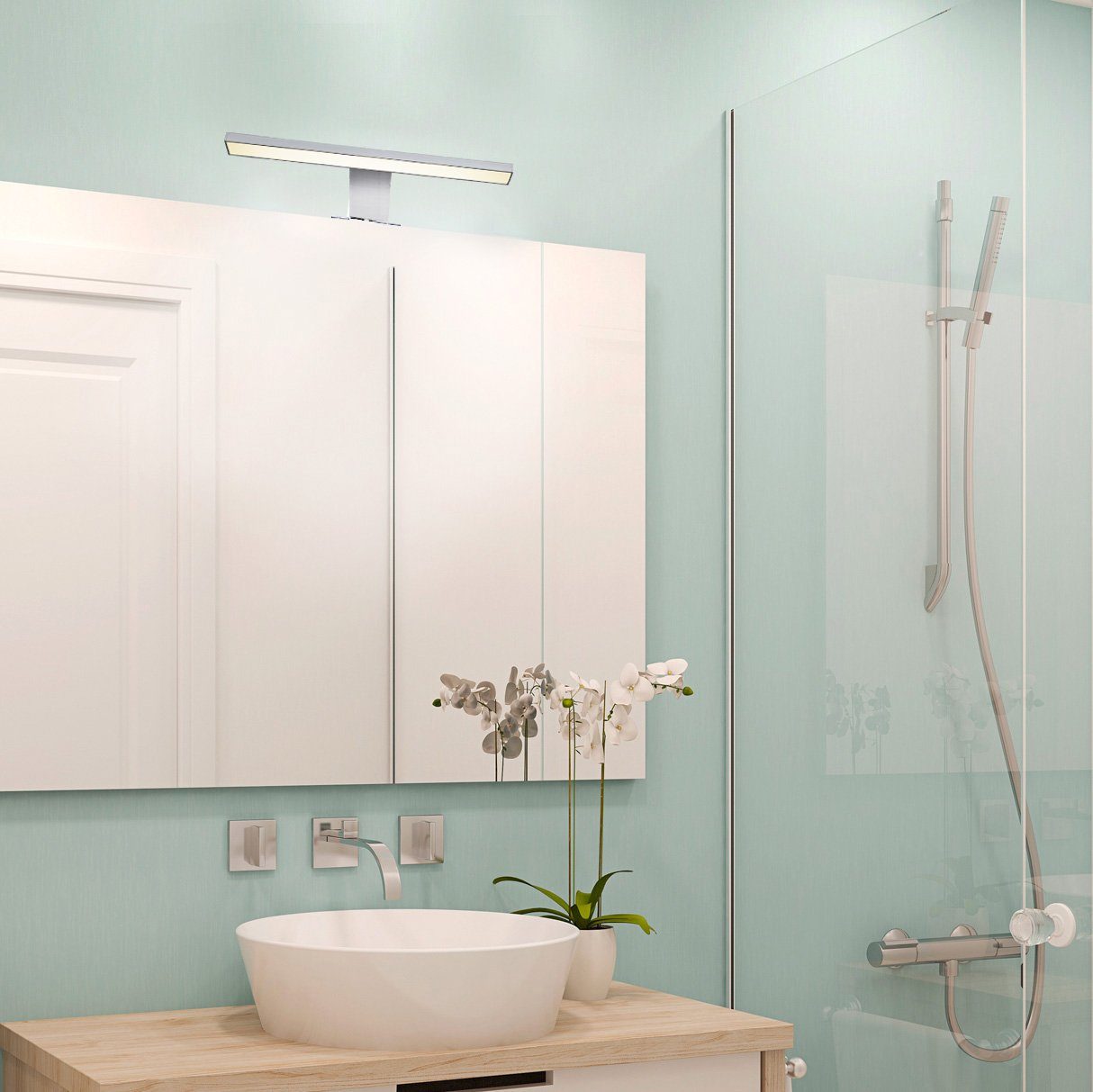 B.K.Licht Spiegellamp Talitha LED, bad, spiegel lamp, badkamer, verlichting, IP44, make-up licht