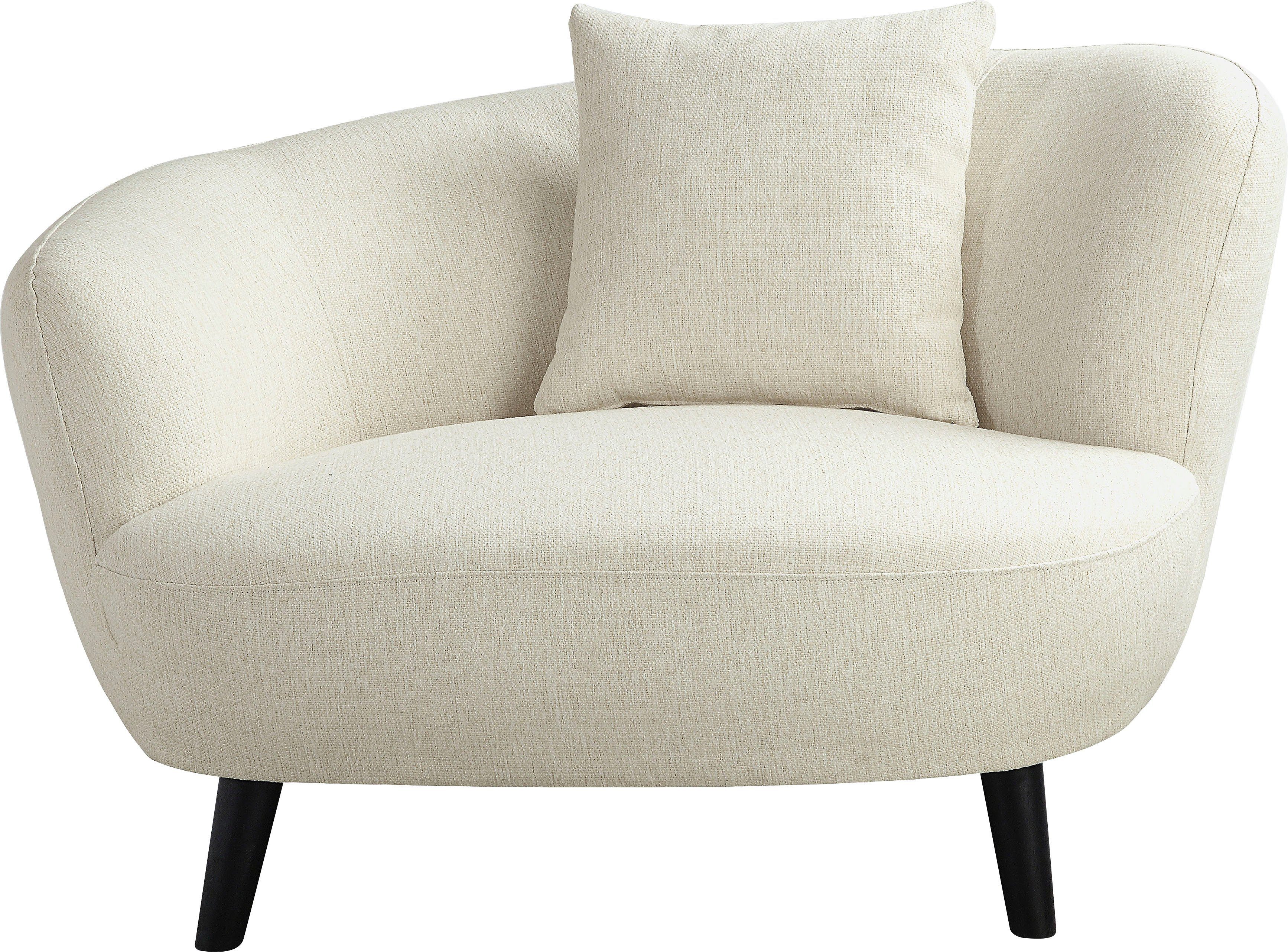 ATLANTIC home collection Loungestoel Olivia XXL-fauteuil, niermodel-fauteuil met sierkussen overtrokken met de originele stof