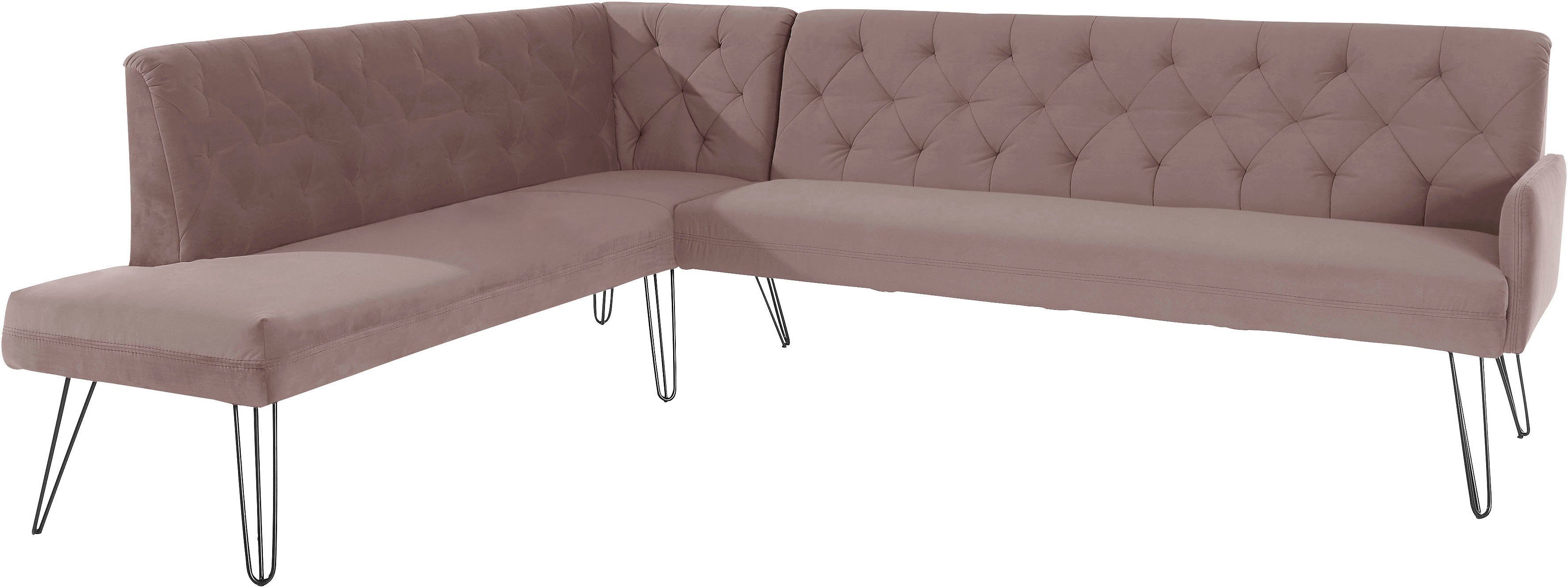 exxpo - sofa fashion Hoekbank Doppio, Chesterfield look, comfortabel en handig, hoge designvoeten