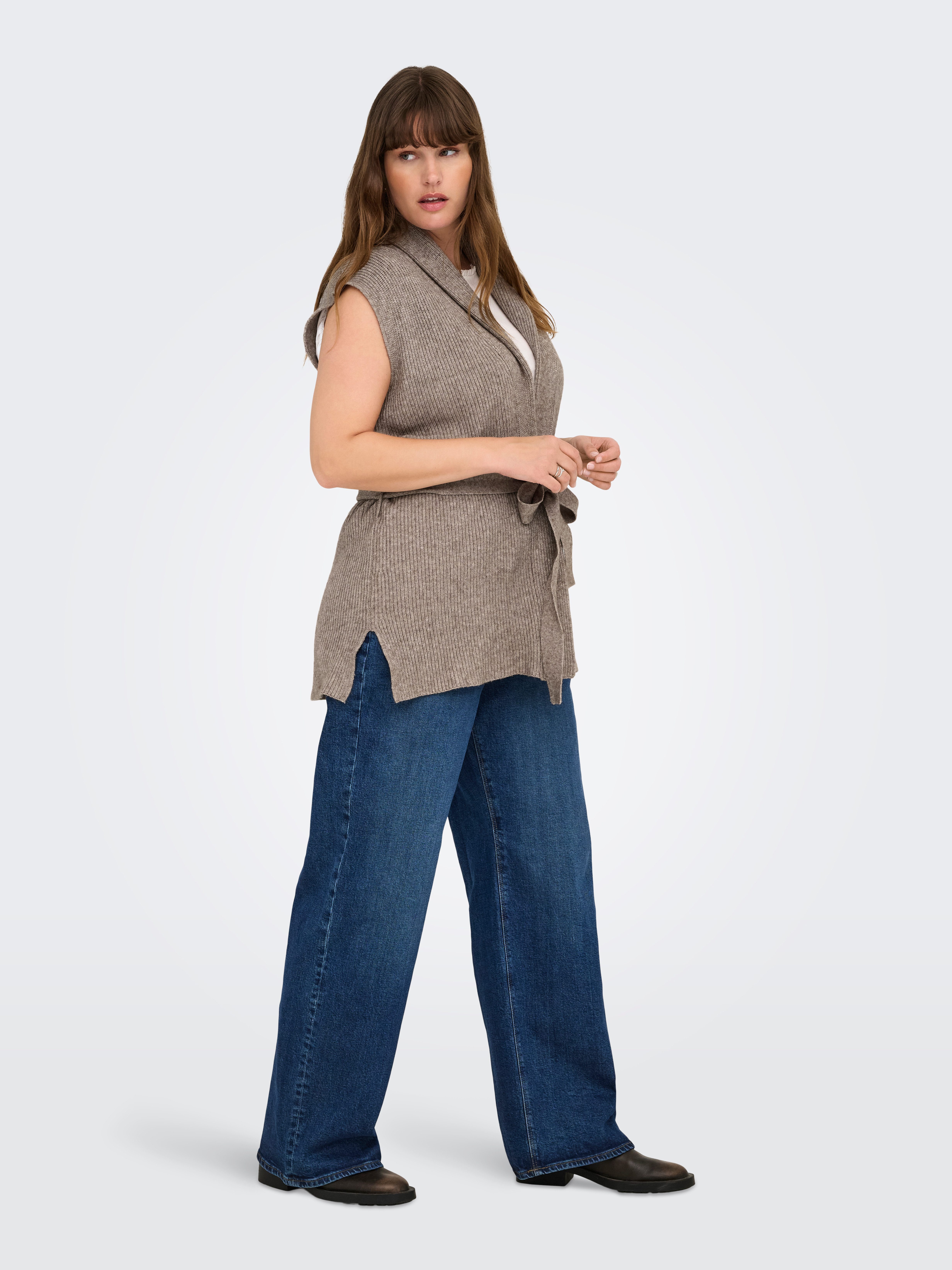 ONLY CARMAKOMA Mouwloos vest CARKATIA SL RIB WRAP VEST KNT