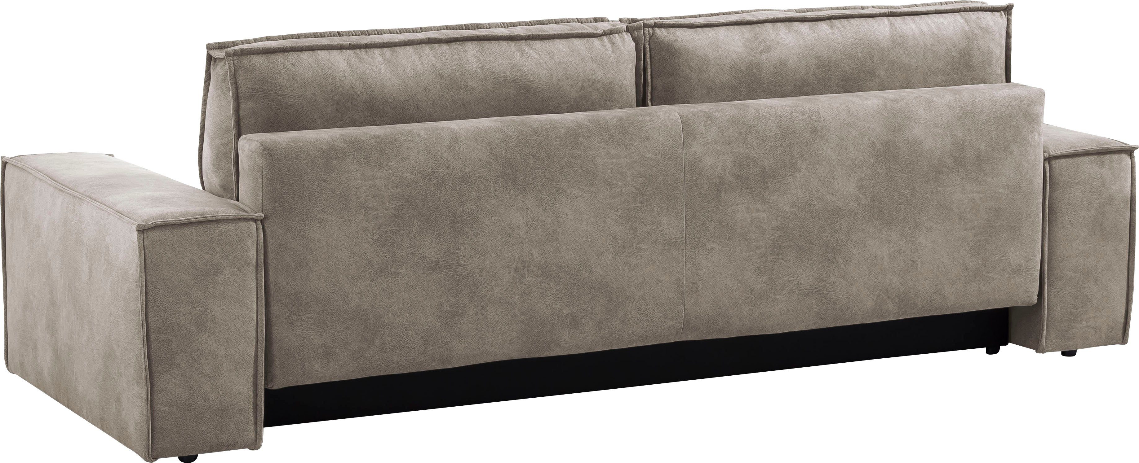 Home affaire 3-zitsbank SHERWOOD slaapbank (257 cm) ribfluweel, velours, vintage lederlook
