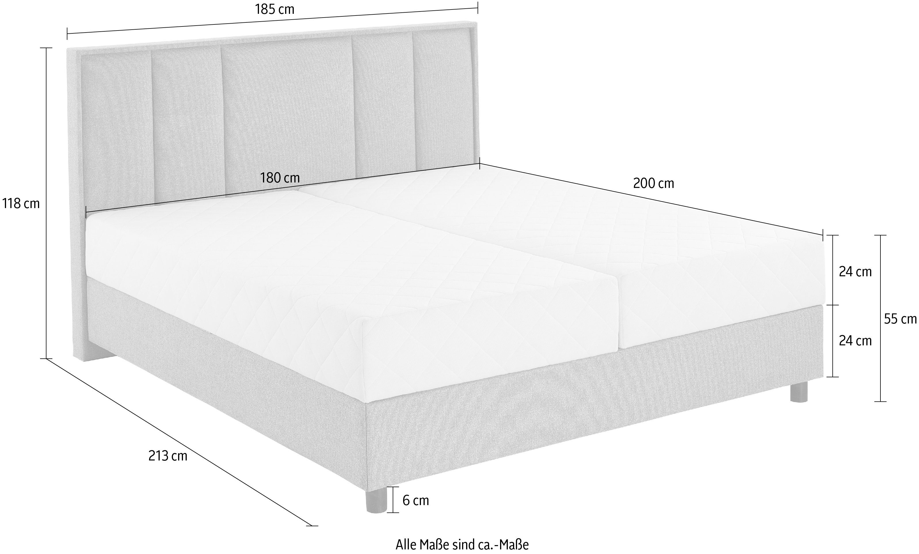 ATLANTIC home collection Boxspring ARLA met pocketveringsmatras en bedkist
