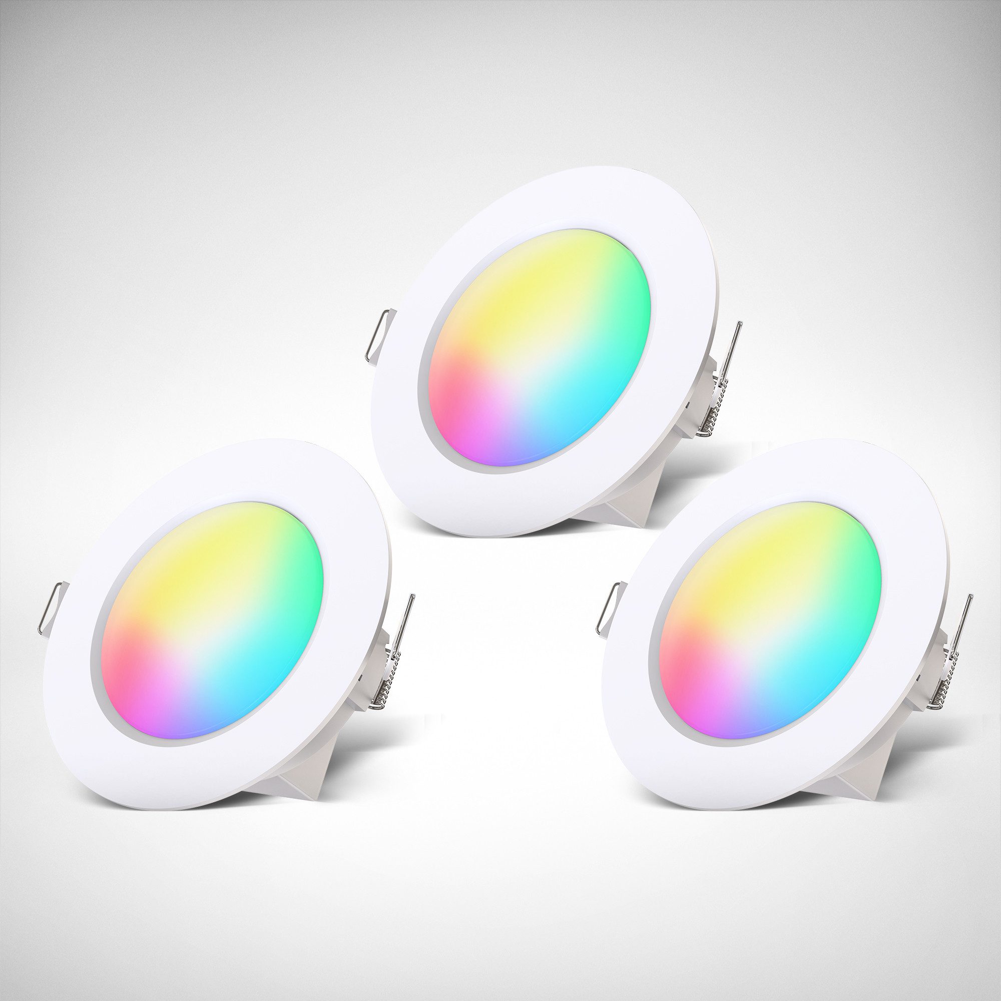 B.K.Licht Ledinbouwlamp 3-pack badkamer inbouwspots, IP44, RGB inbouwspots, met afstandsbediening (3 stuks)
