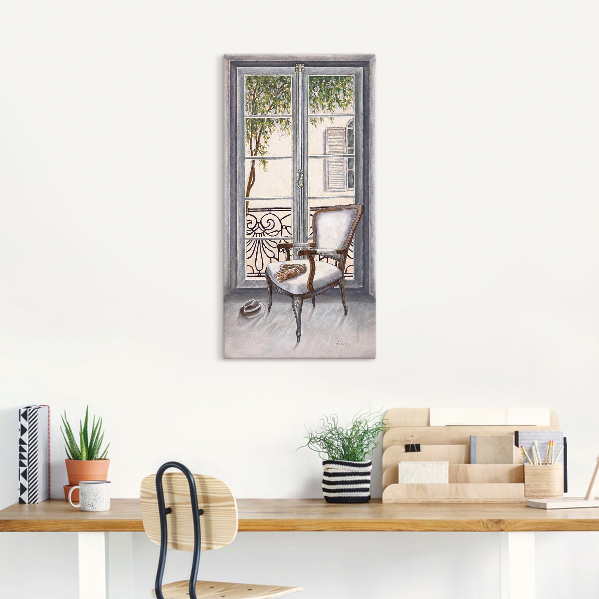 Artland Artprint Fauteuil voor een raam als artprint van aluminium, artprint voor buiten, artprint op linnen, poster, muursticker