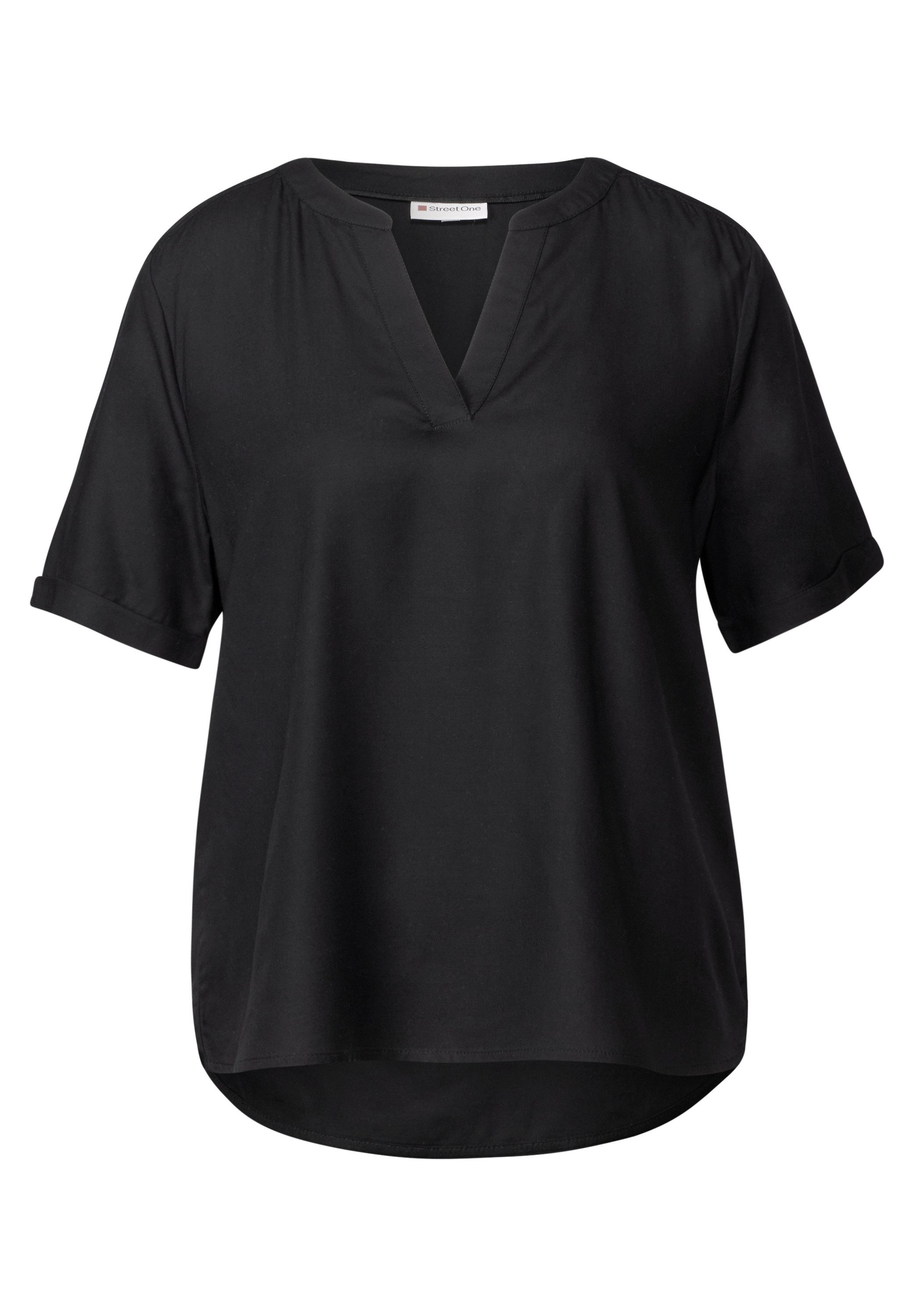 STREET ONE Blouse met korte mouwen met ingesneden ronde hals