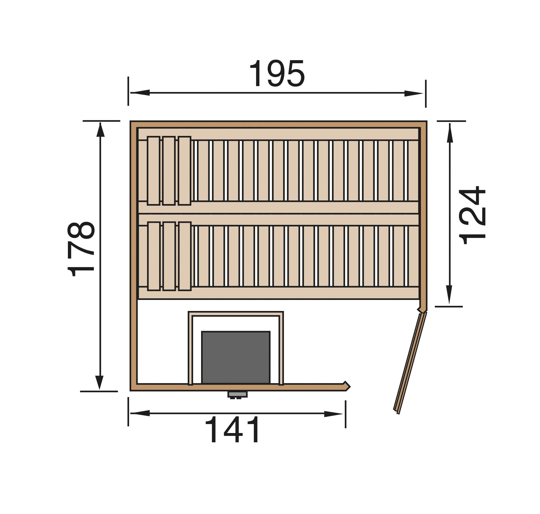 weka Sauna Arendal 1 kachel 9 kw met interne bediening
