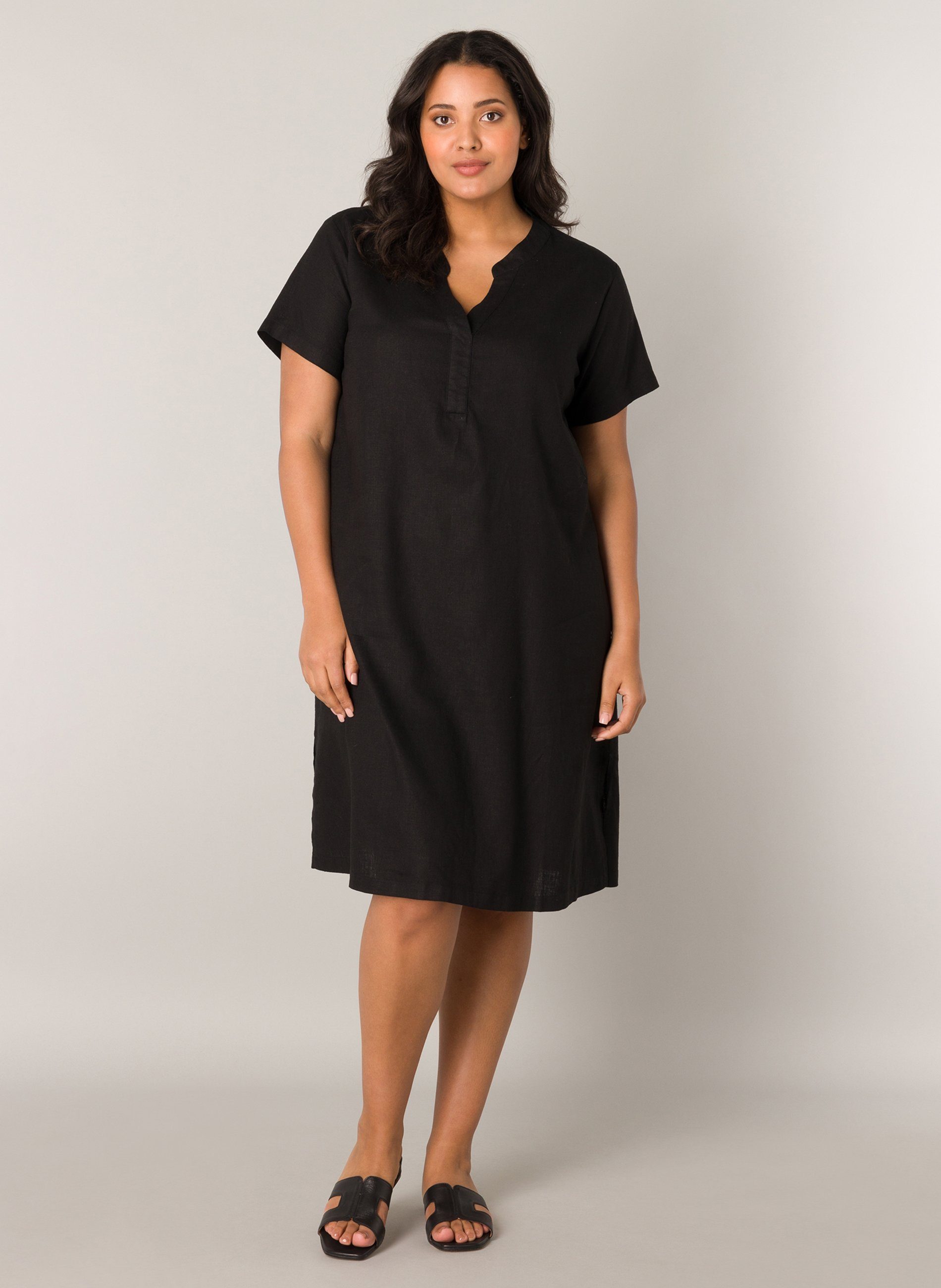 Base Level Curvy Tuniekjurk Yacinthe met linnen
