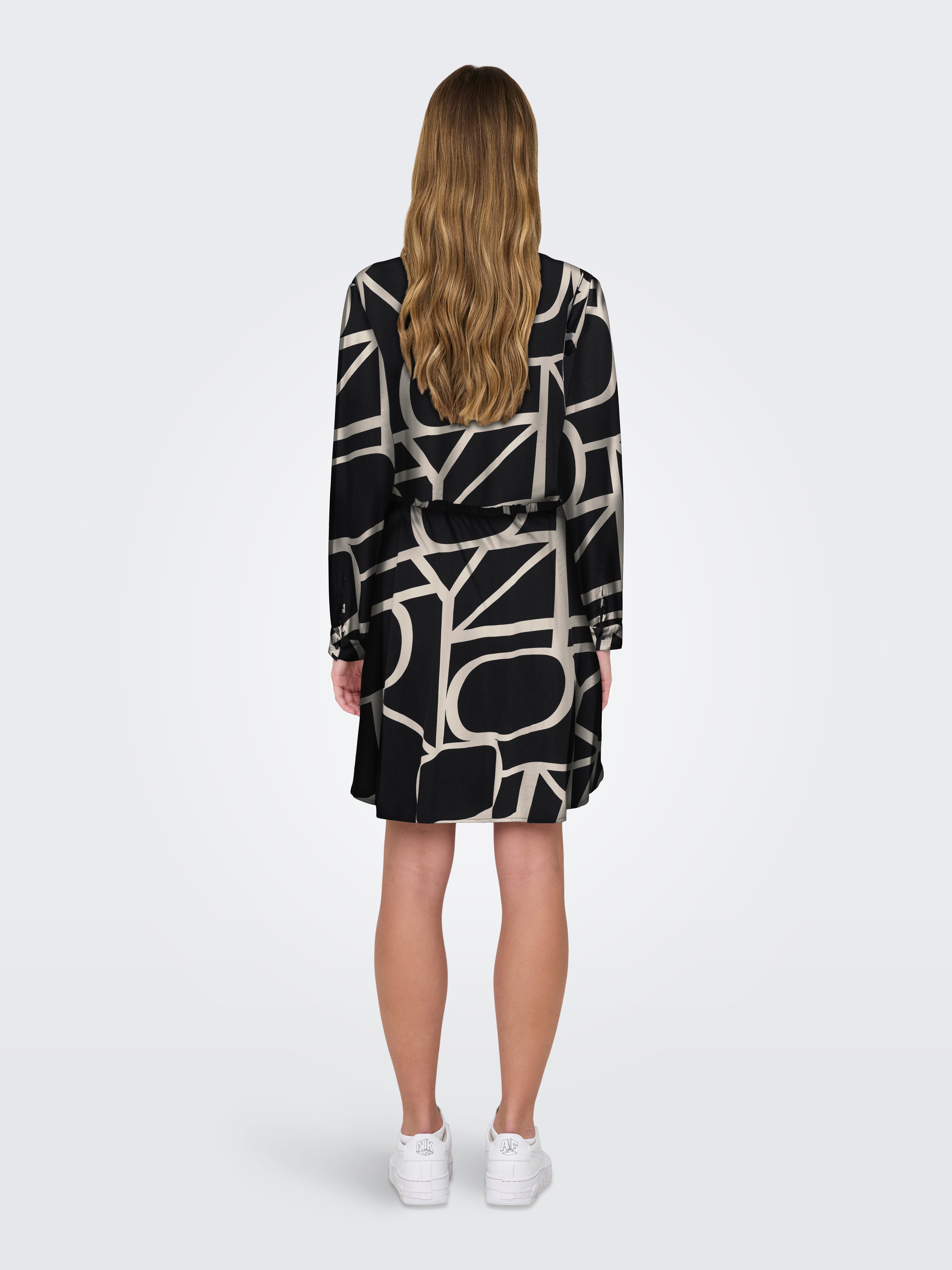 Only Gedessineerde jurk ONLCORY L/S V-NECK TUNIC