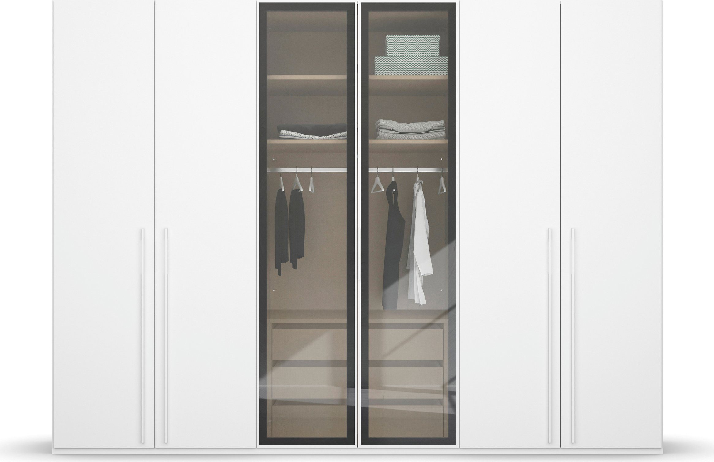 rauch Draaideurkast Kledingkast kast garderobe SKAT SHINE met hoogwaardige, transparant grijs glas inclusief uitgebreid toebehoren made in germany