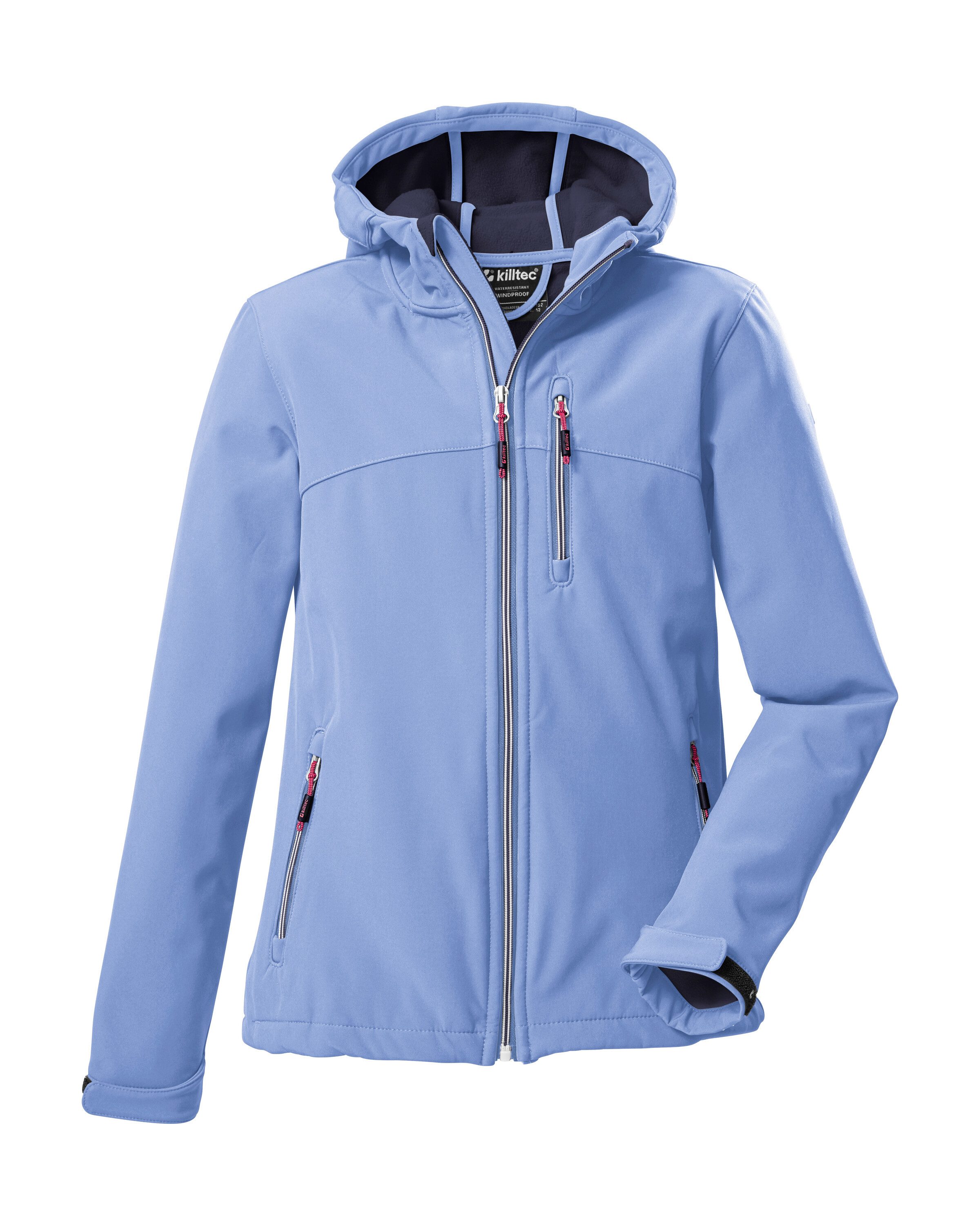 Killtec Softshell-jack Girls softshell-jack Waterafstotend, verstelbare capuchon en mouwen, fleece binnenvoering meisjes jassen maat 152 blauw