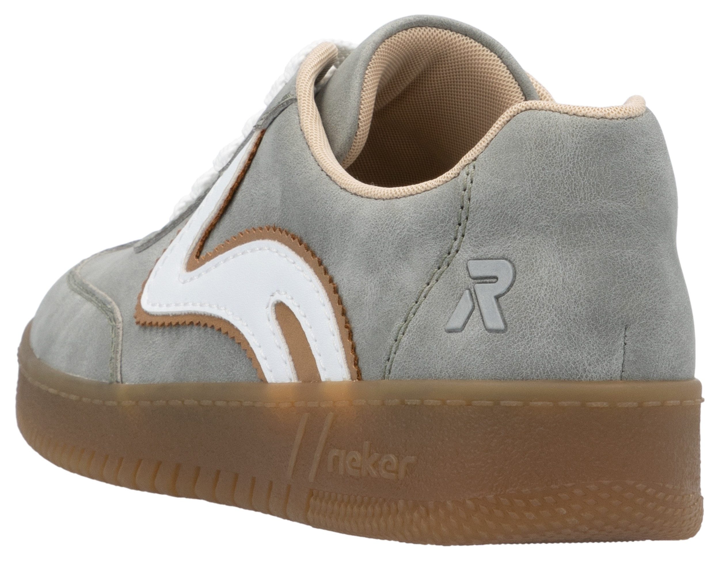 RIEKER Sport Plateausneakers vrijetijdsschoen, lage schoen, veterschoen in vegan uitvoering