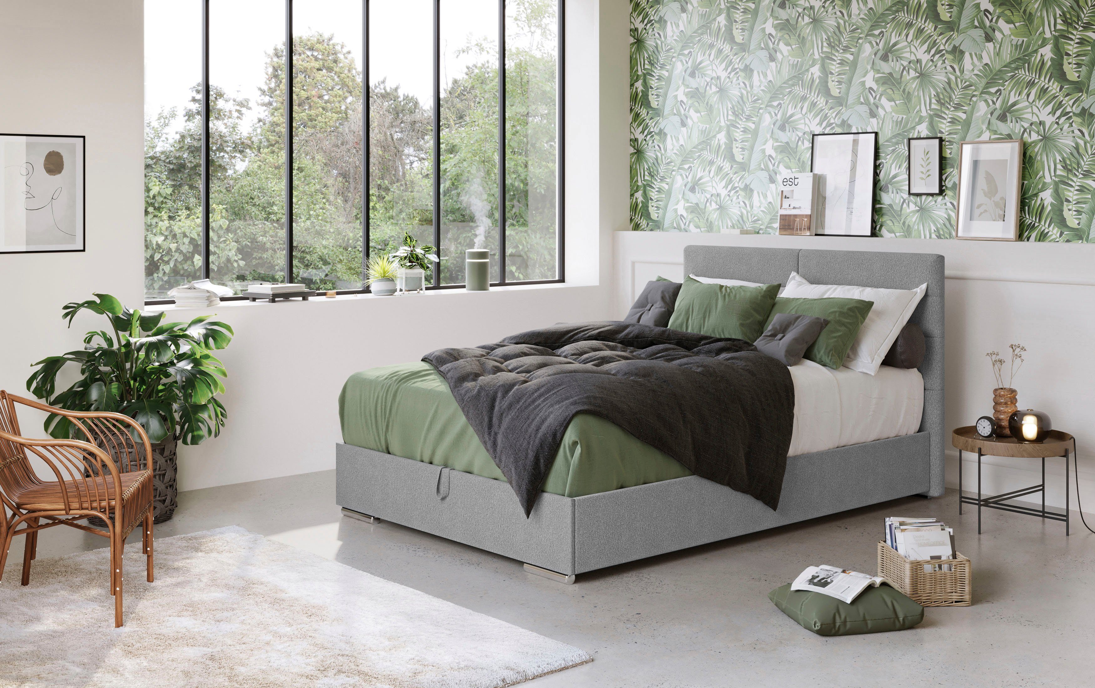 COTTA Boxspring Tom met bedkist, topmatras en sierkussen boxsprings grijs