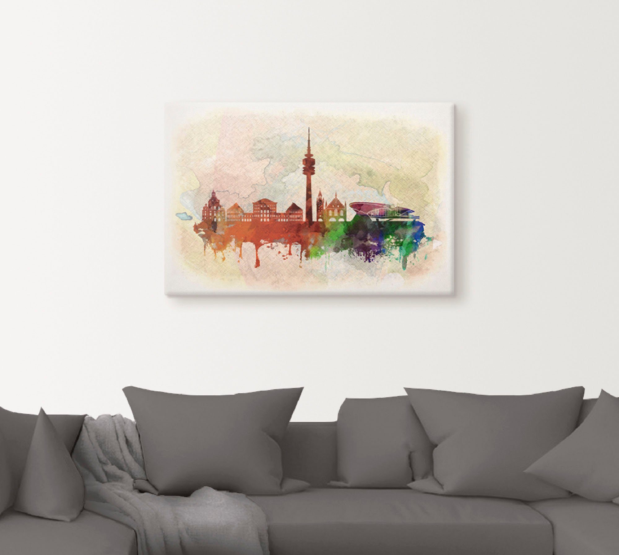 Artland Artprint op linnen München Duitsland Skyline