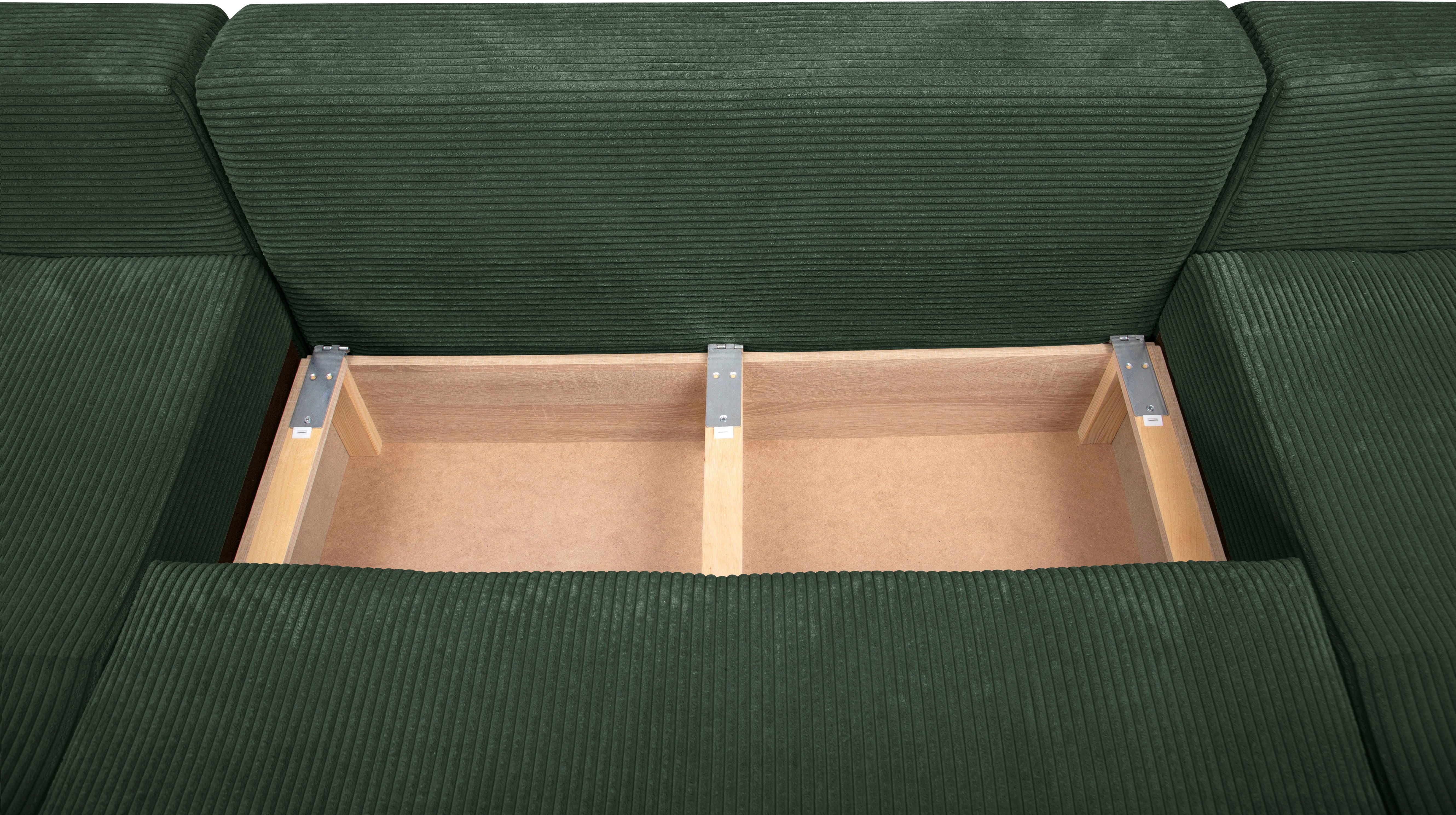 COLLECTION AB Zithoek XL-Josy U-vorm, breedte 313 cm, cord-/mix incl. bedfunctie, bedlade, met 4 gelijk grote rugkussens