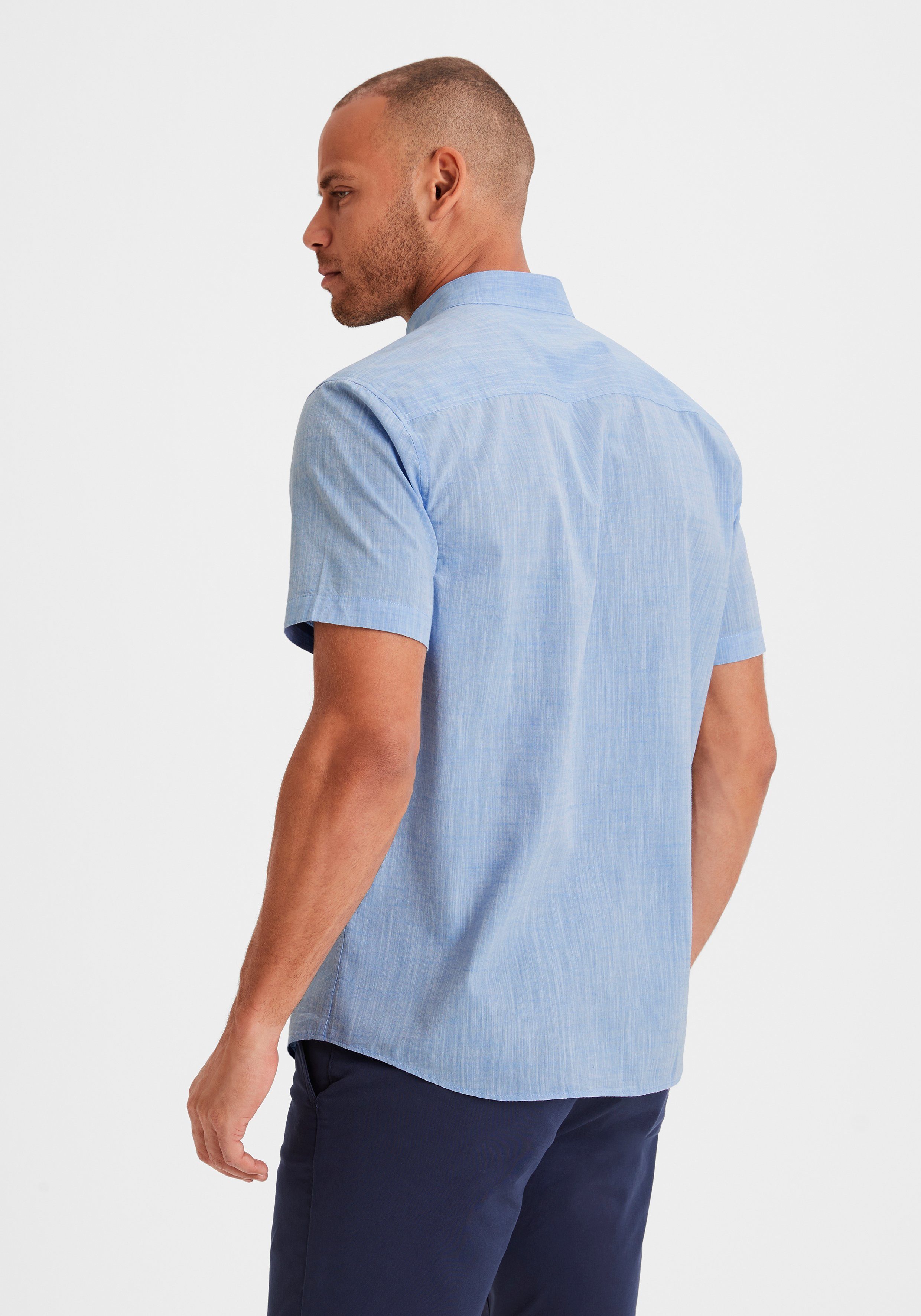 H.I.S Overhemd met korte mouwen Regular fit, knoopsluiting, met opstaande kraag Regular fit, staande kraag shirt met borstzak, 100% katoen