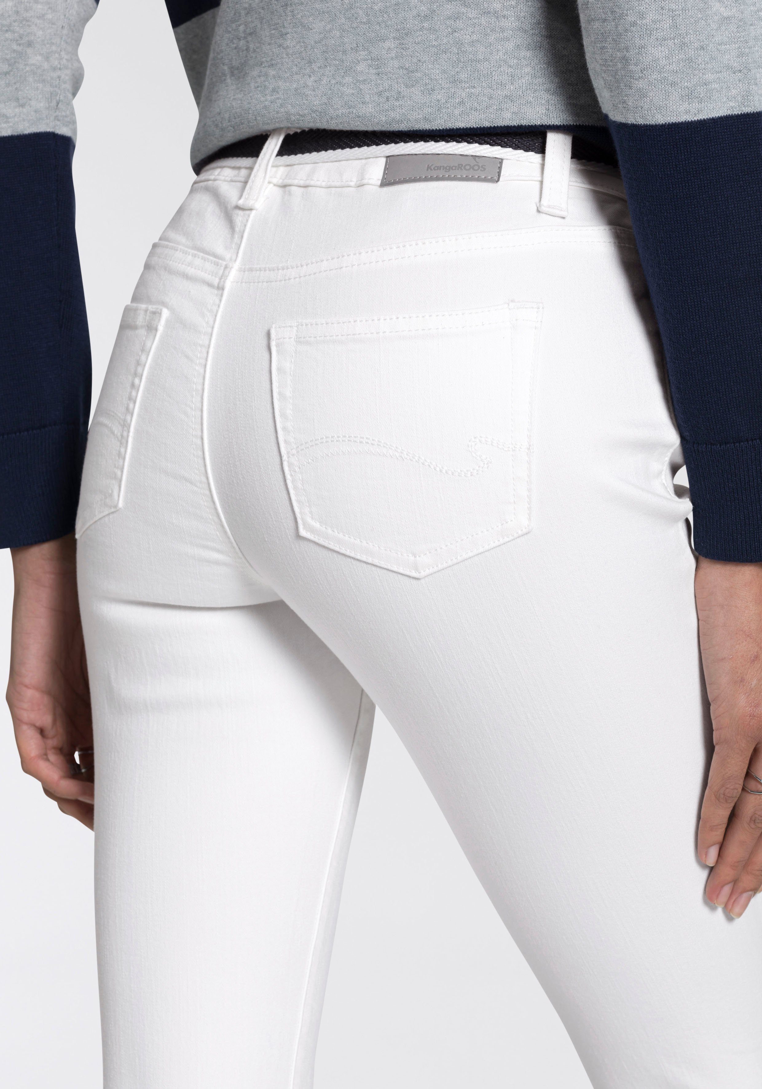 KangaROOS Capri jeans Capri-jeans met riem Skinny fit, met split, normale taille (set, Met een afneembare riem)