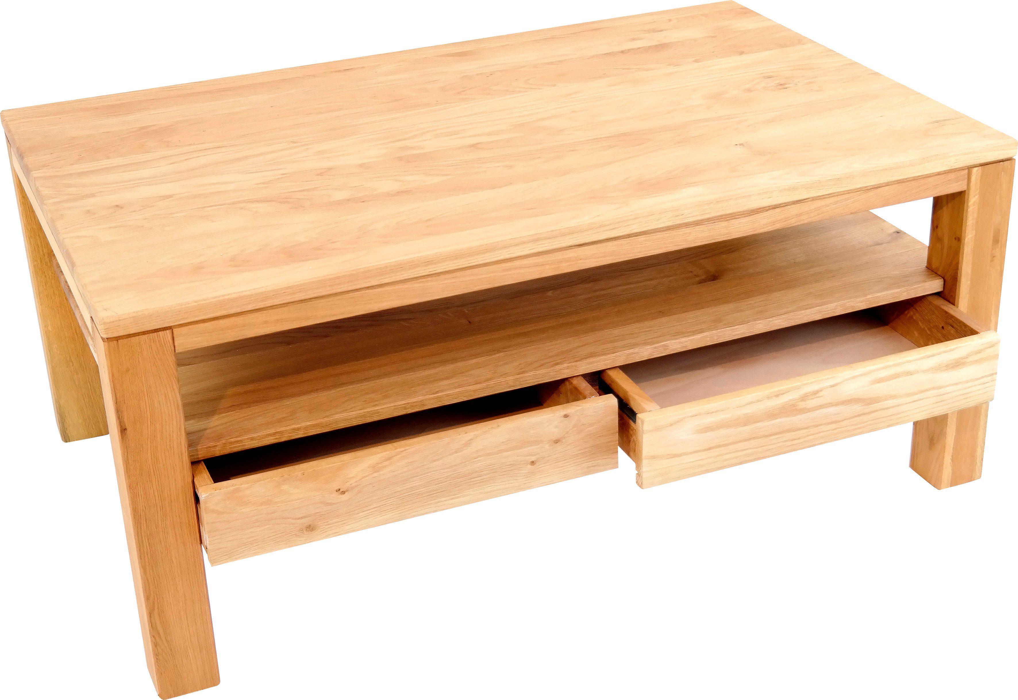 Paroli Salontafel Bora van massief eikenhout, in landelijke stijl, breedte 110 cm