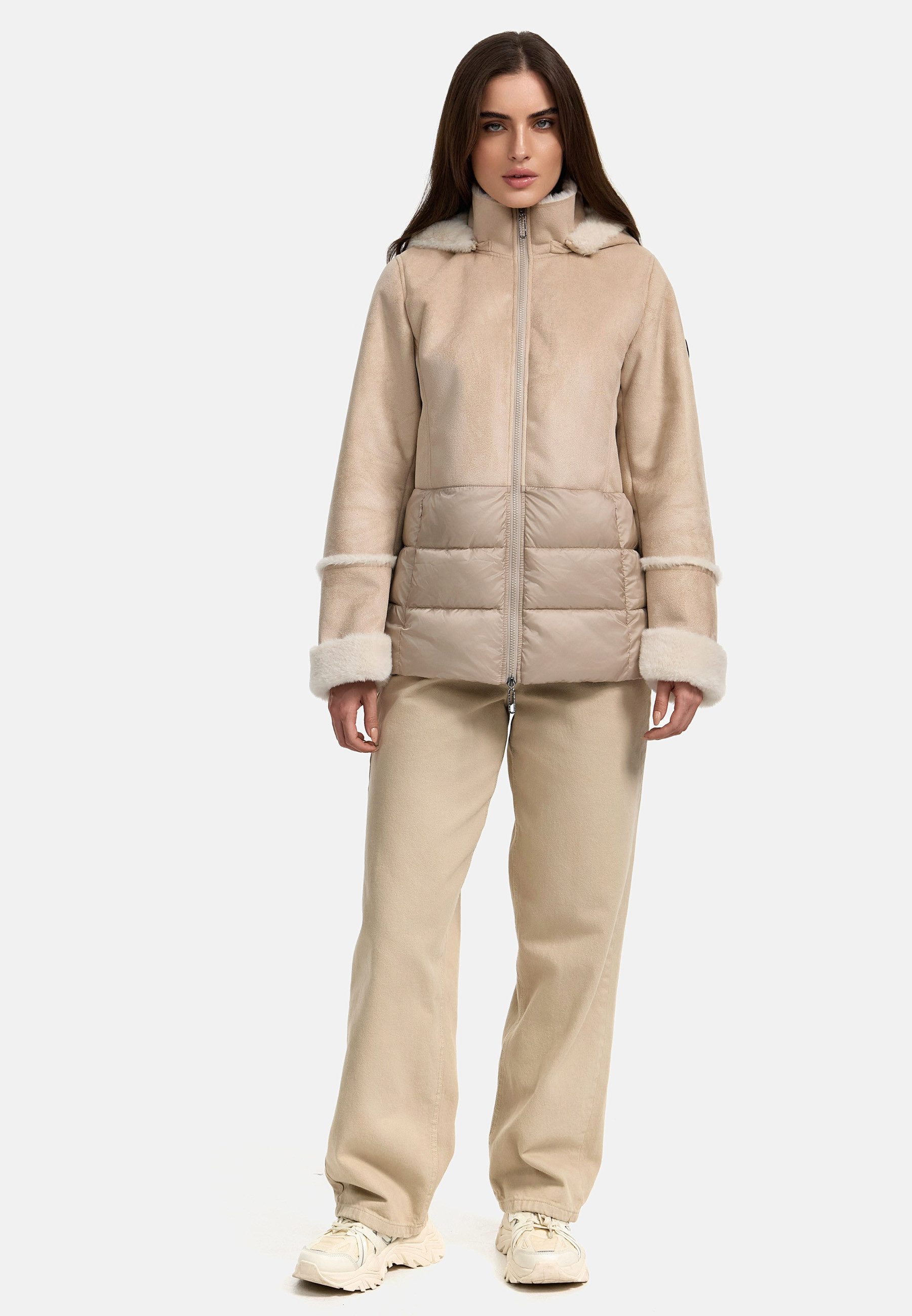 MANISA Kort jack met teddyfleece-capuchon