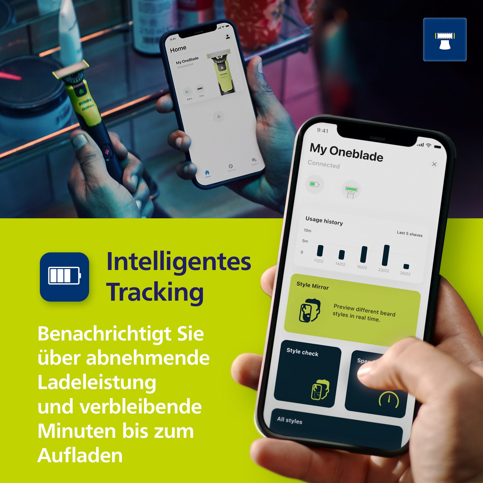 Philips Elektrisch scheerapparaat OneBlade Face & Body QP4631/65 360-graden mes, incl. verstelbare 5-in-1 kamopzet