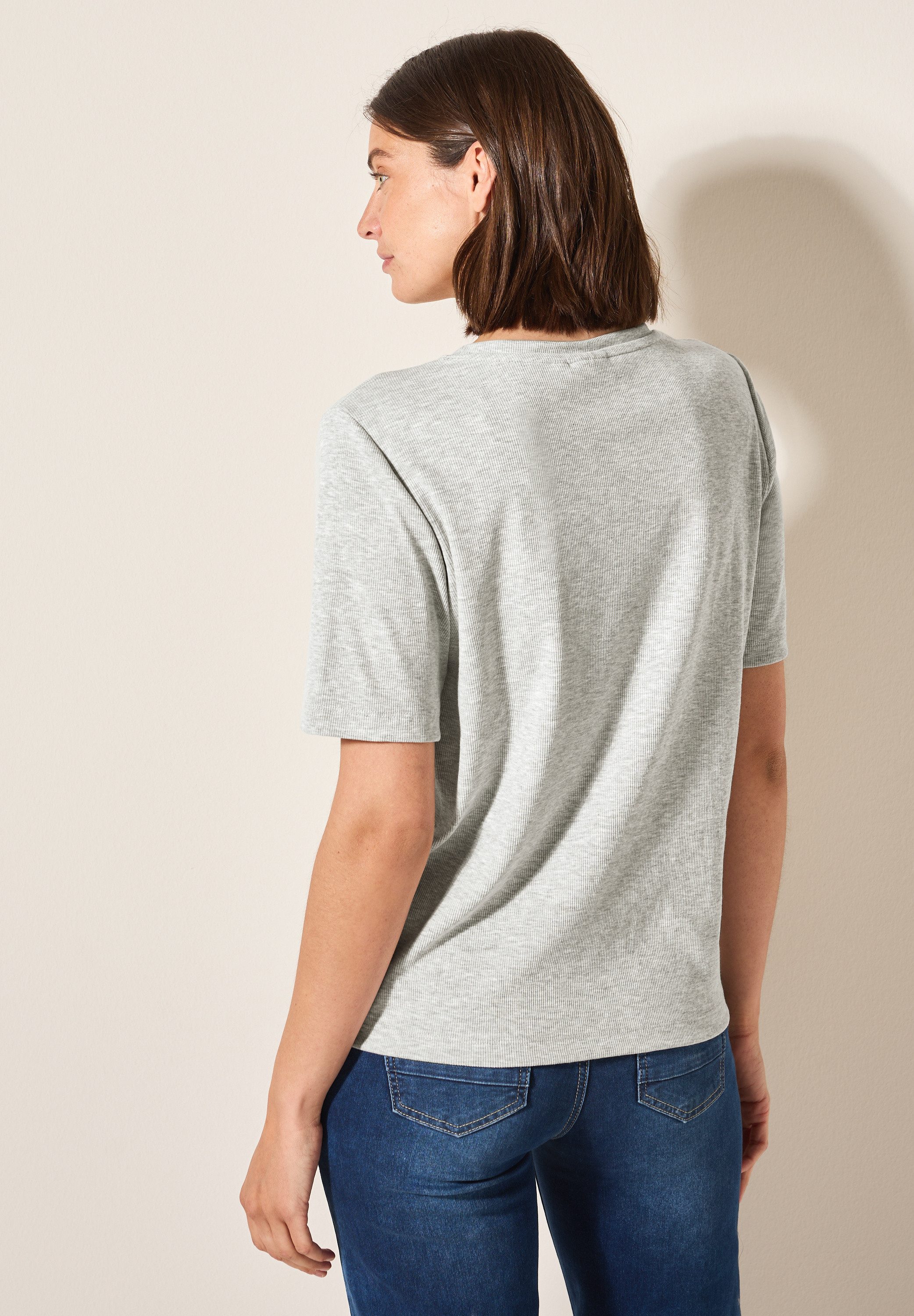 Cecil T-shirt met fijne ribstructuur