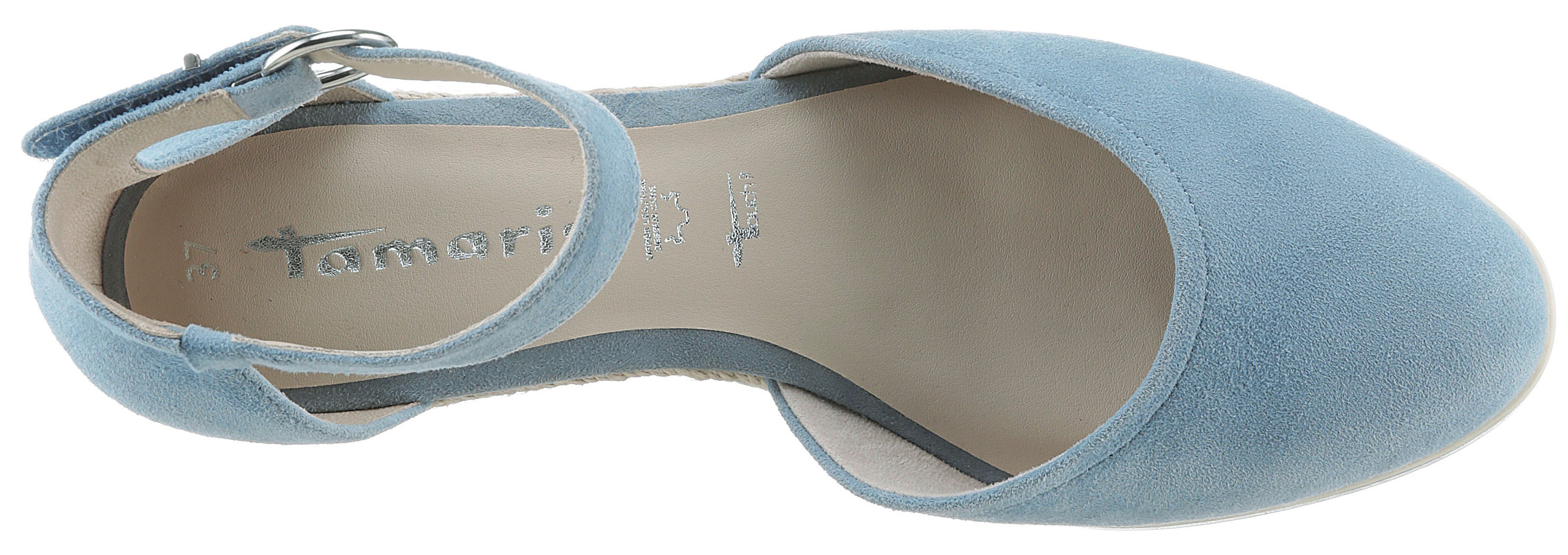Tamaris Pumps met sleehak , sleehak, instapschoen, riemzandan met modieuze jute-afwerking