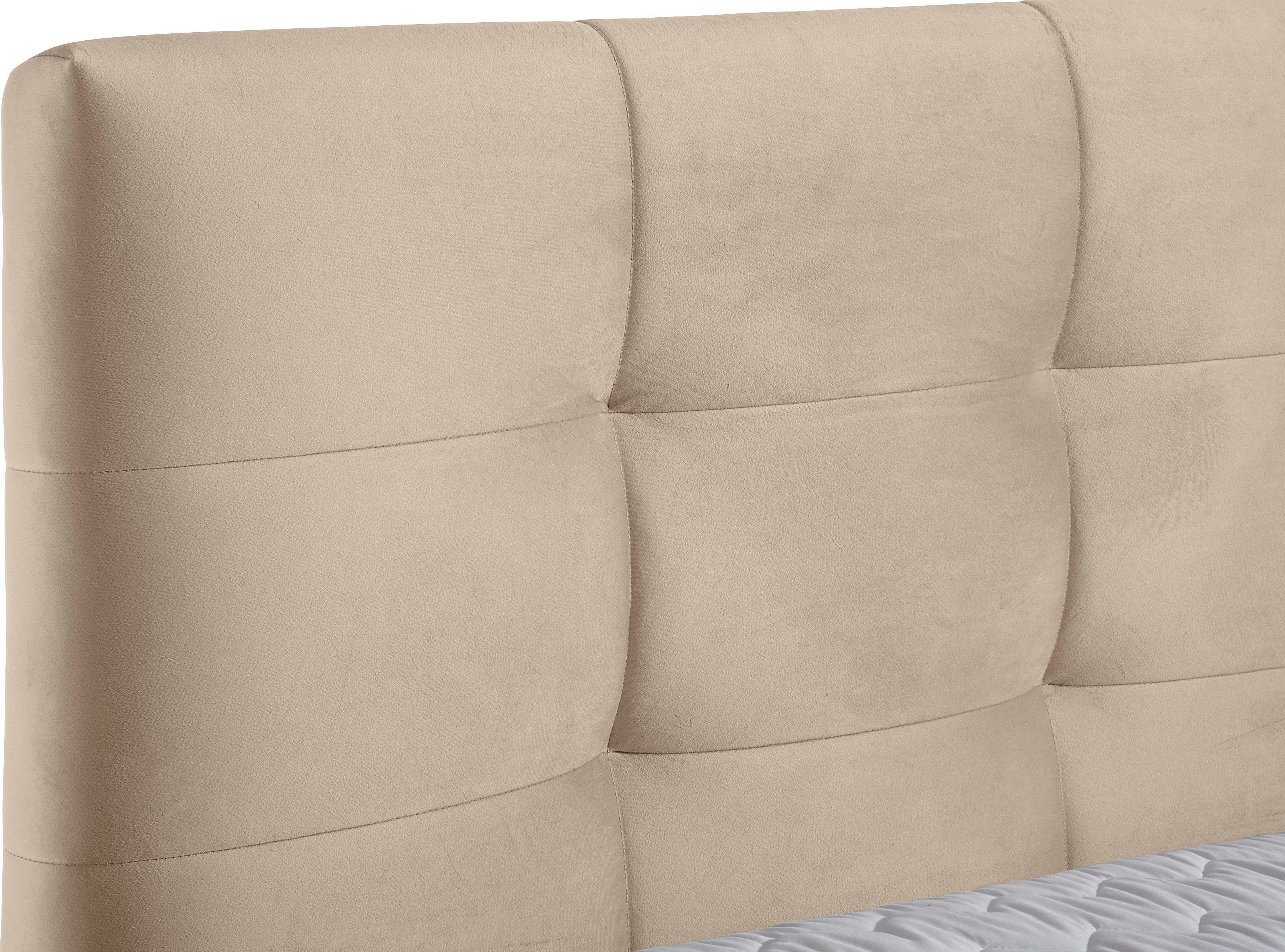 andas Boxspring Salo XXL in fluwelige look of structuurstof, 6 breedten in extra lang 220 cm, 4 hardheden