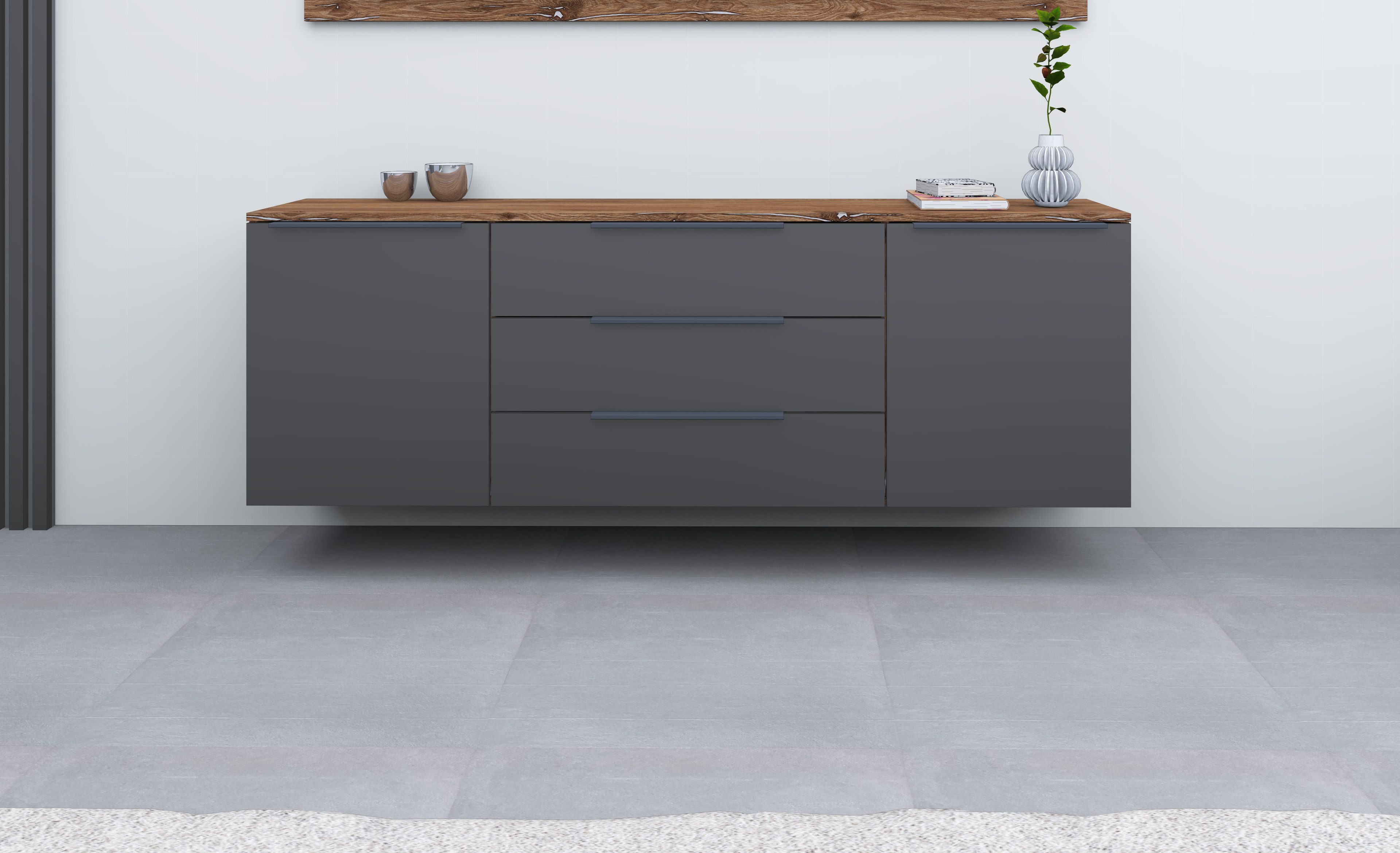 borchardt Möbel Kast Tom Aluminium grepen in grafietgrijs mat, in hoogte verstelbare legplanken dressoirs grijs
