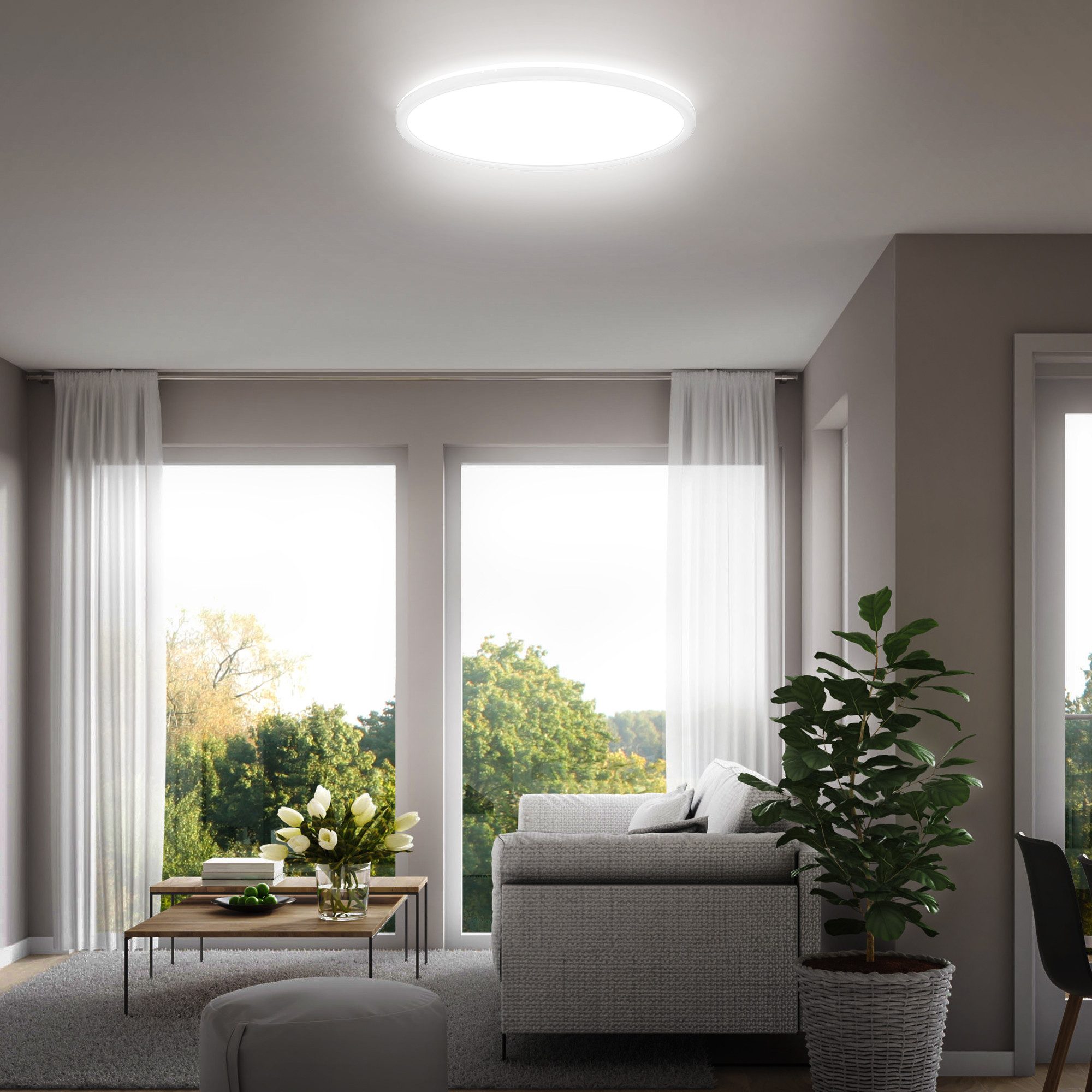 B.K.Licht Led-plafondlamp BKL1600 ultra dunne plafondlamp, LED paneel met backlight