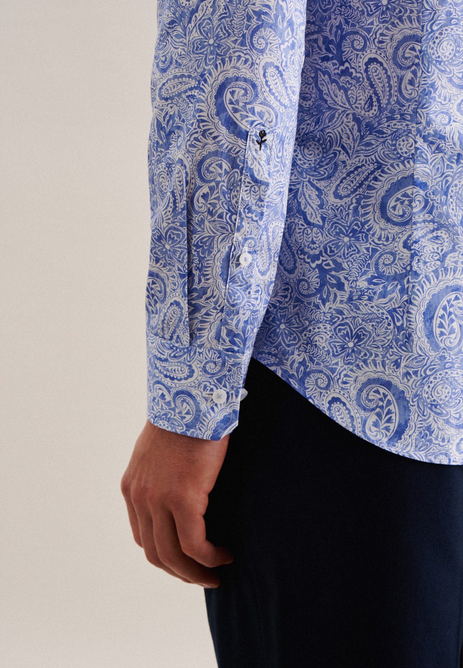 seidensticker Businessoverhemd Slim lange mouwen kentkraag paisley