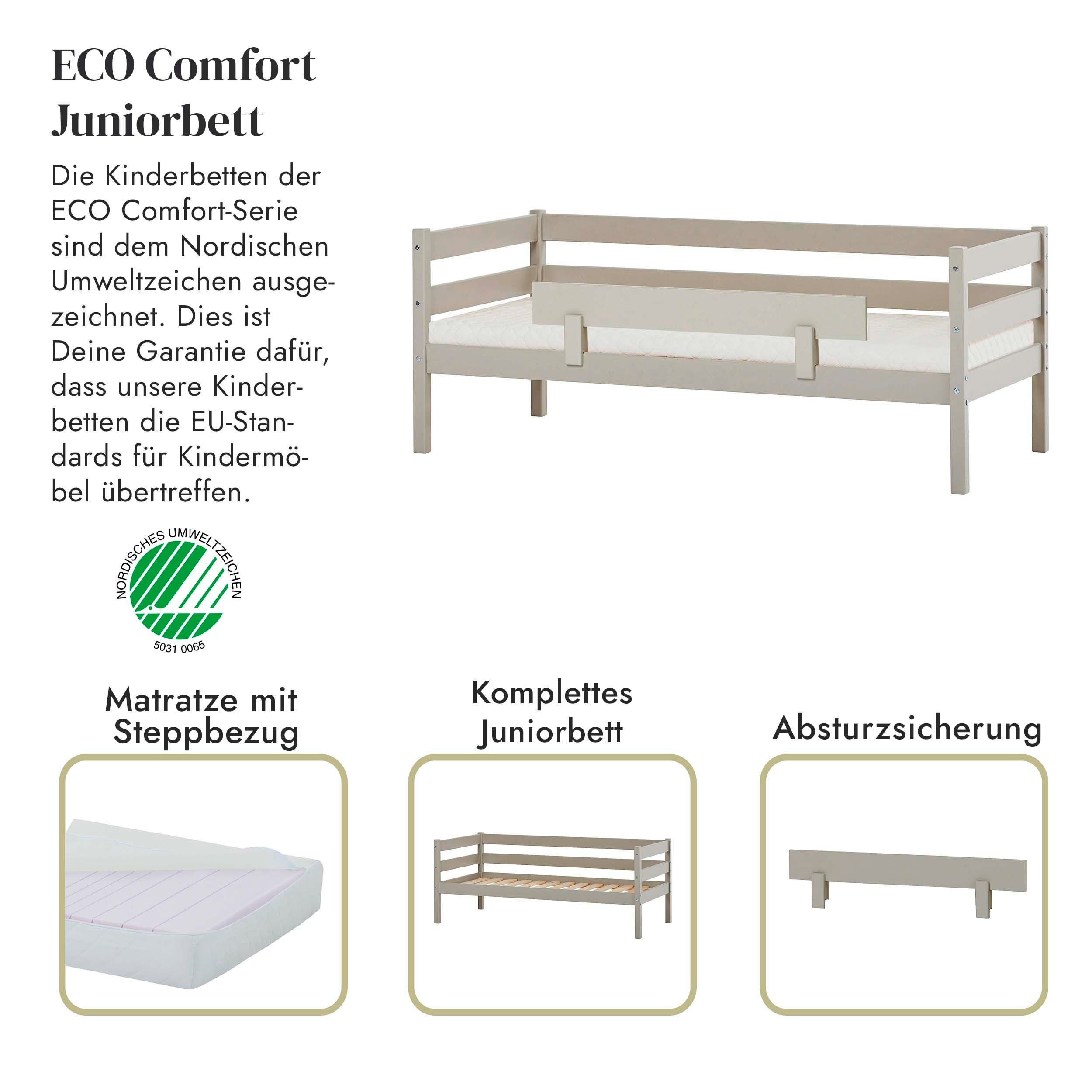 Hoppekids 1-persoonsledikant ECO Comfort kinderbed, massief grenenhout, tienerbed inclusief lattenbodem (set)