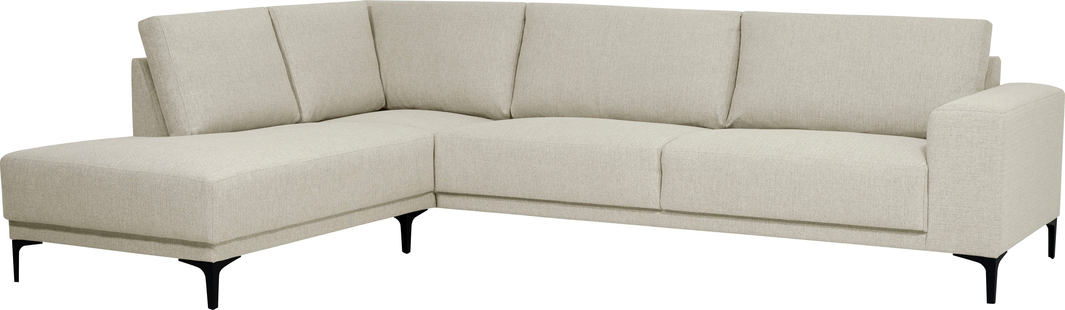 Places of Style Hoekbank Xander, L-model, Breedte 289 cm, geweven stof, soft-touch chenille, zwarte metalen voeten