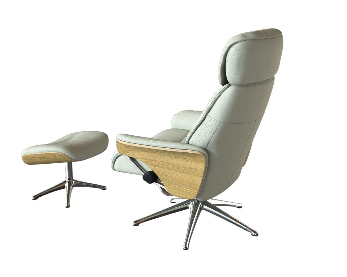 FLEXLUX Relaxfauteuil Aarhus, functionele stoel, gestoffeerde stoel, armleuning, TV-fauteuil, Relaxfunctie & hoofd- en rugverstelling, armleuning eiken, voet aluminium