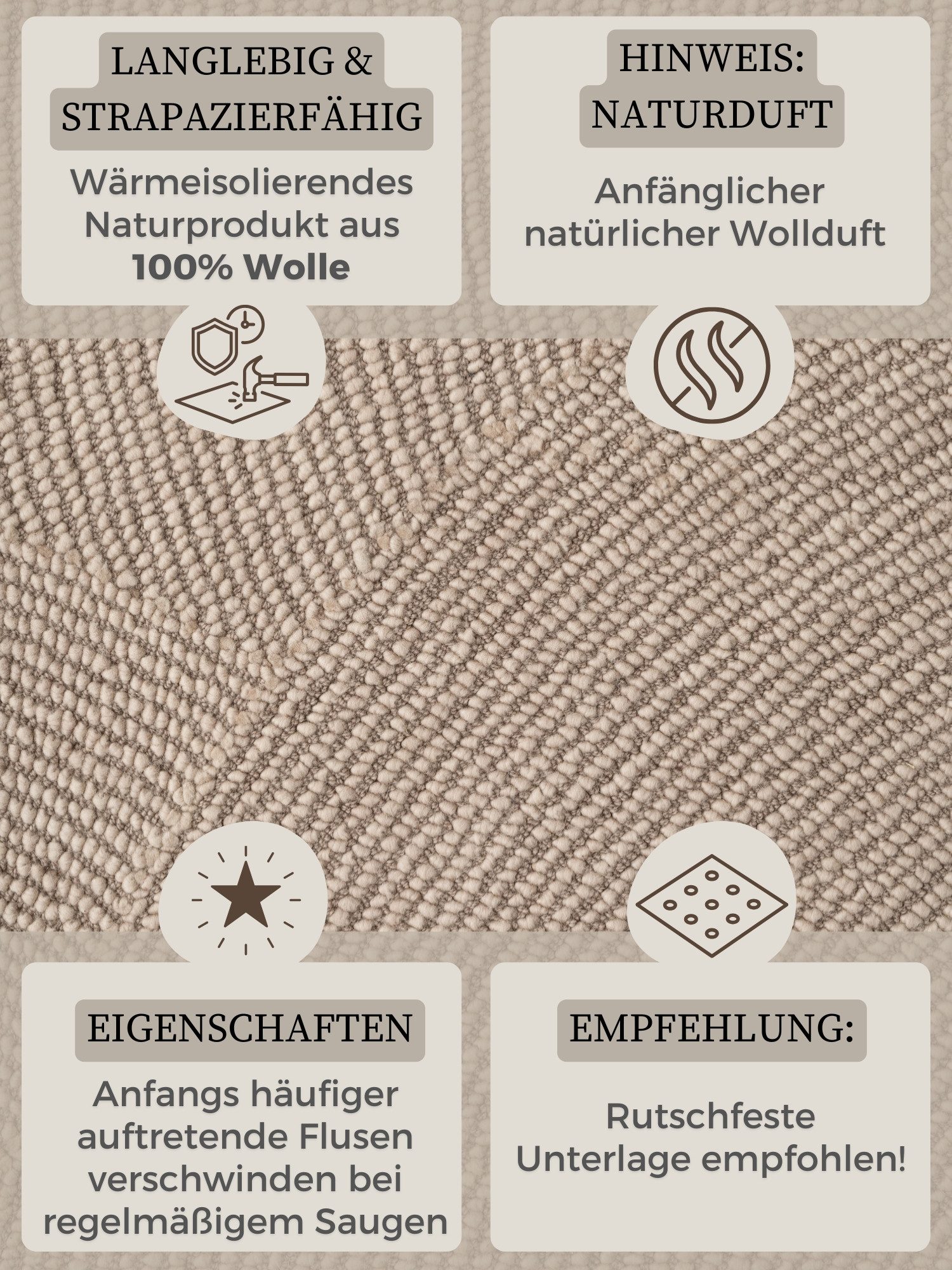 HANSE Home Wollen kleed ELENI Handgetuft, wol, natuur, woonkamer, slaapkamer, scandinavisch, hygge