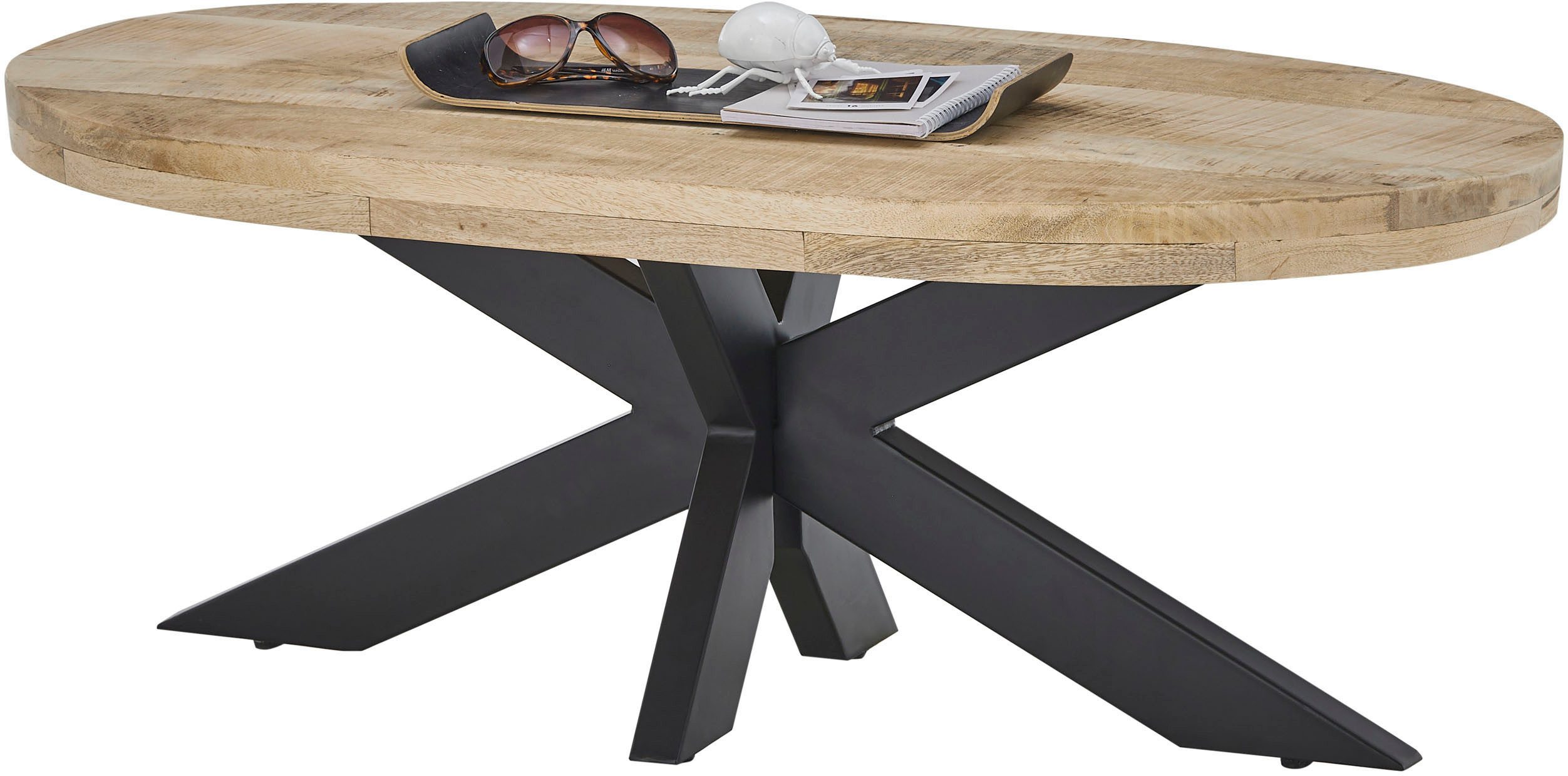 OTTO Stolkom Salontafel Mumbai Massief mango hout, tafel met ovale tafelblad salontafels bruin