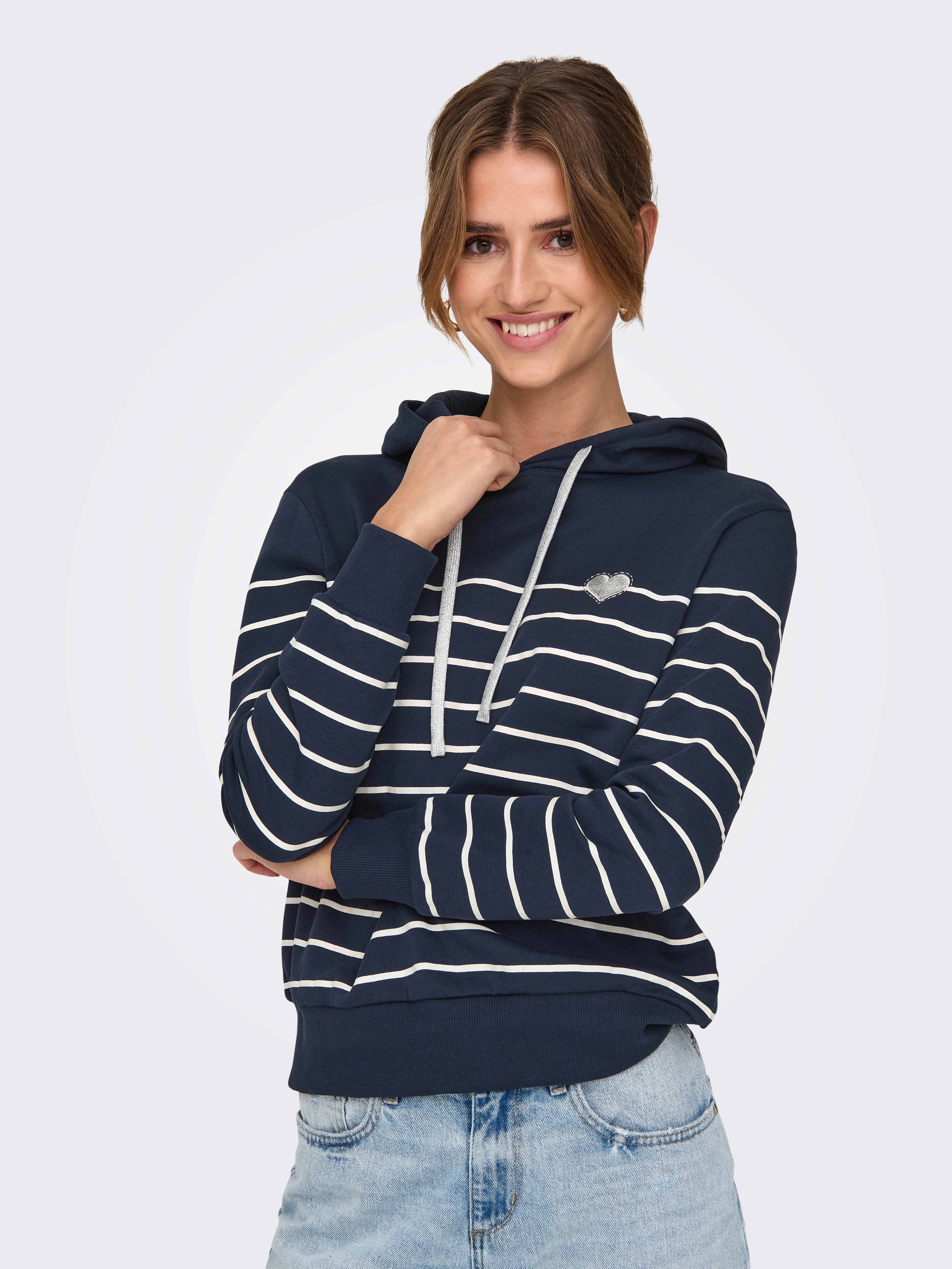 Only Hoodie ONLADELLE L/S STRIPE HOOD SWT