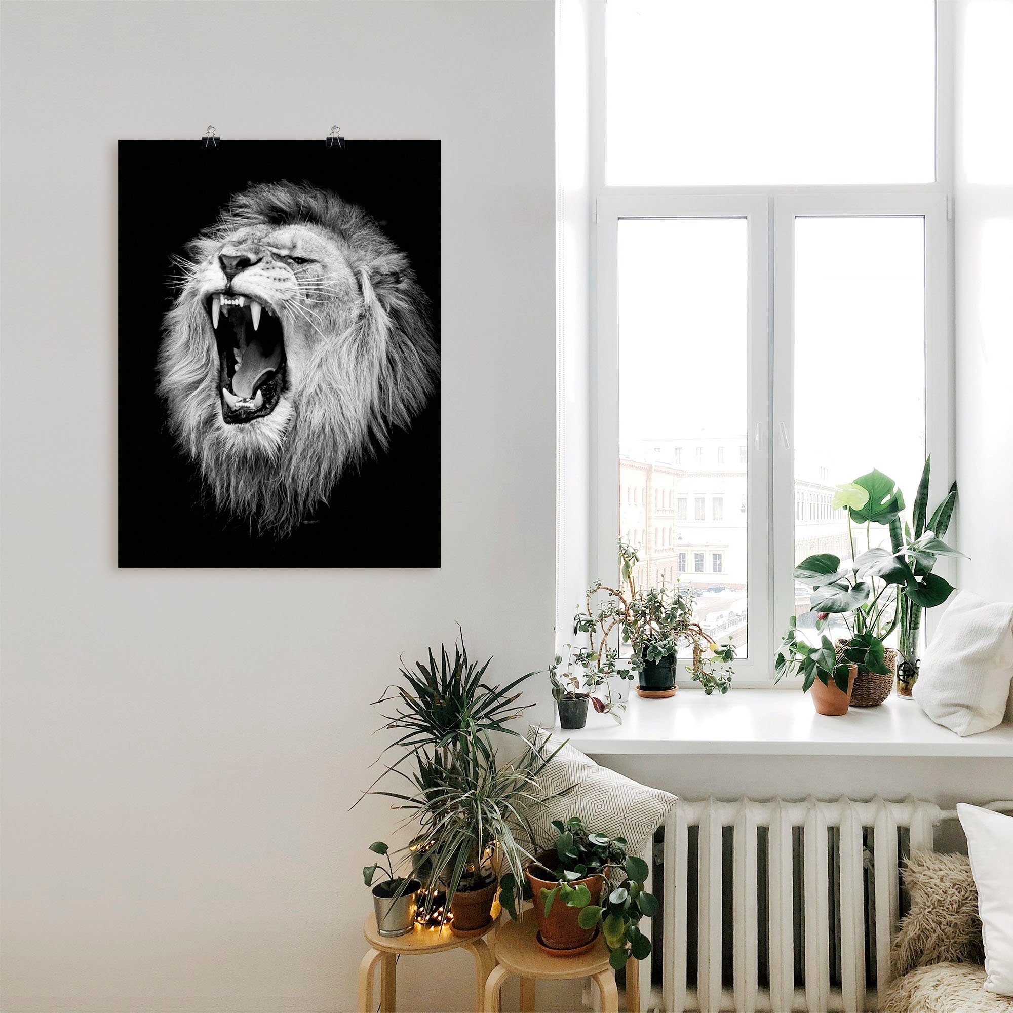 Artland Artprint De leeuw als artprint van aluminium, artprint voor buiten, artprint op linnen, poster, muursticker