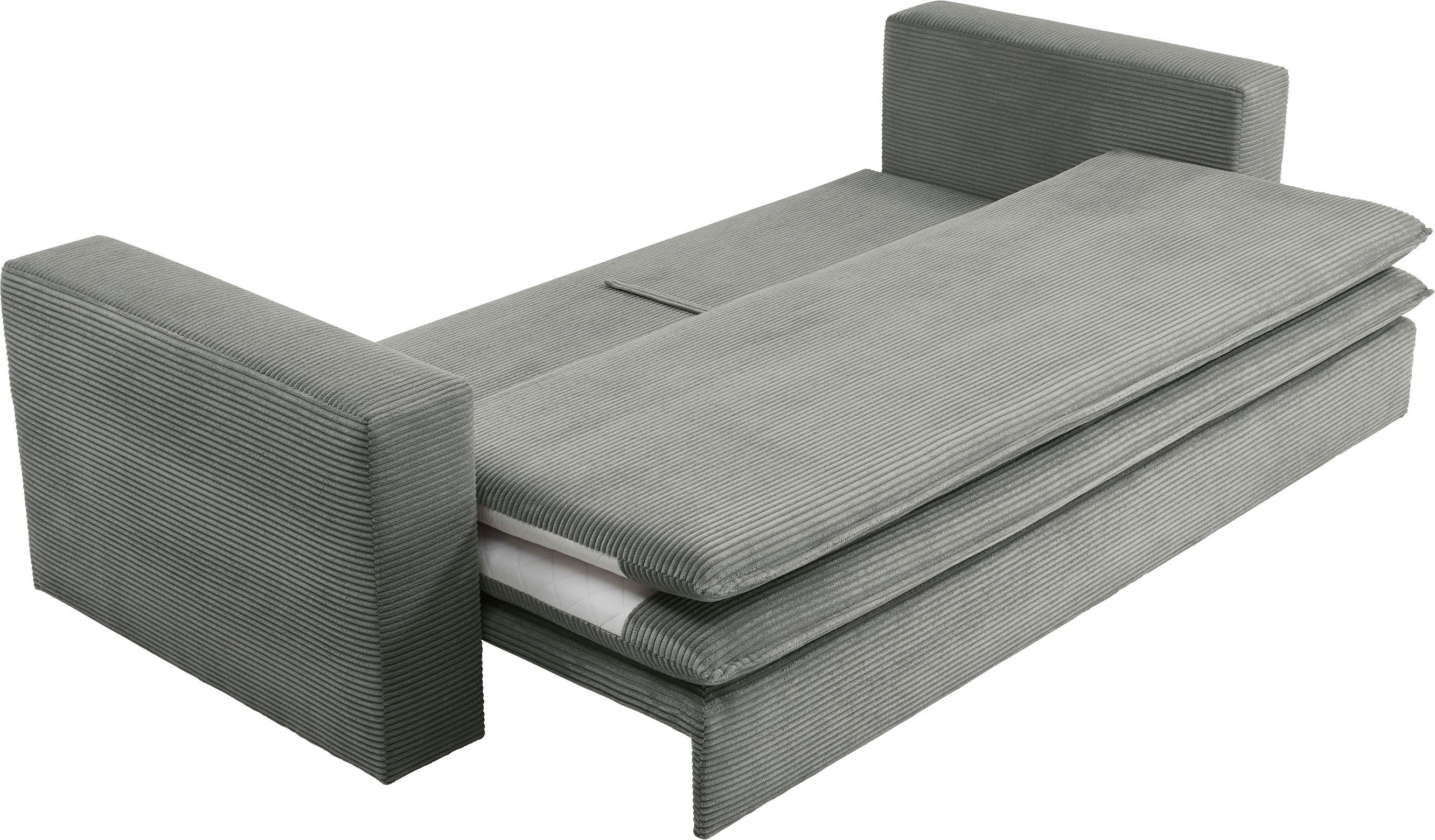 Places of Style 3-zitsbank PIAGGE Cord-bekleding - met slaapfunctie en bedkist, met praktische topmatras
