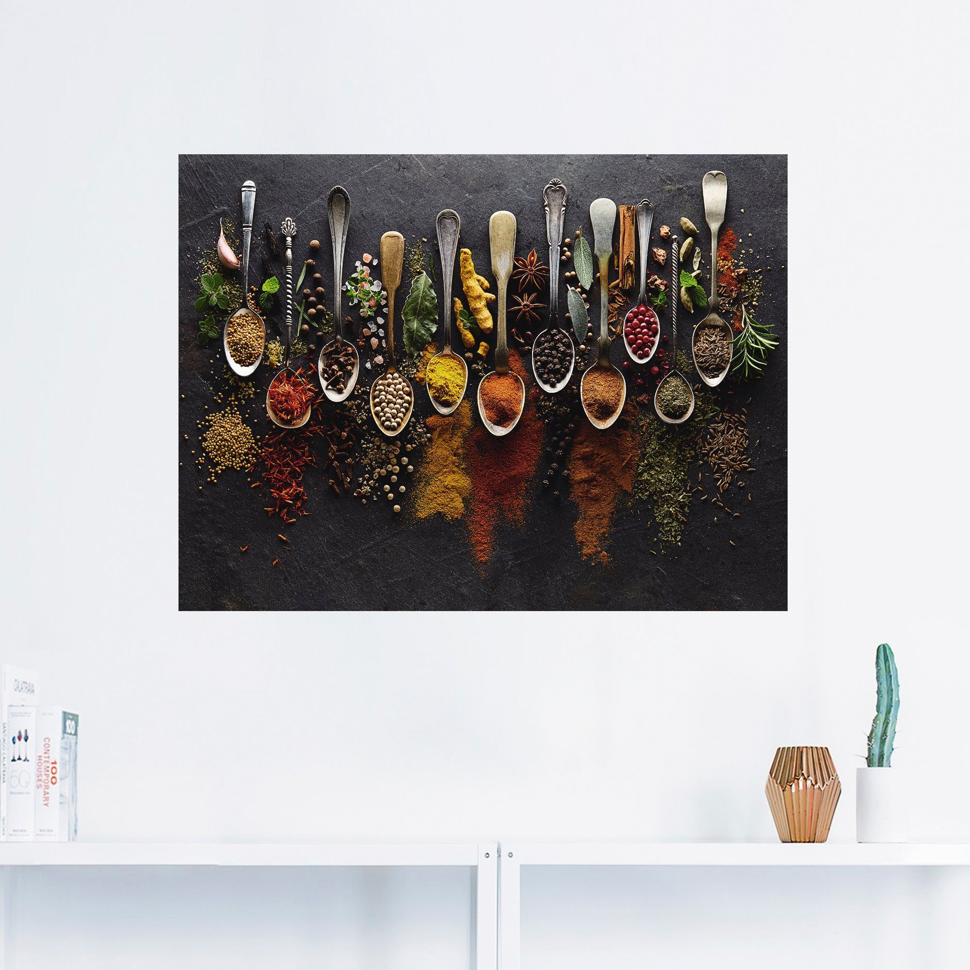 Artland Artprint Kruiden specerijen leisteen als artprint van aluminium, artprint voor buiten, artprint op linnen, poster, muursticker