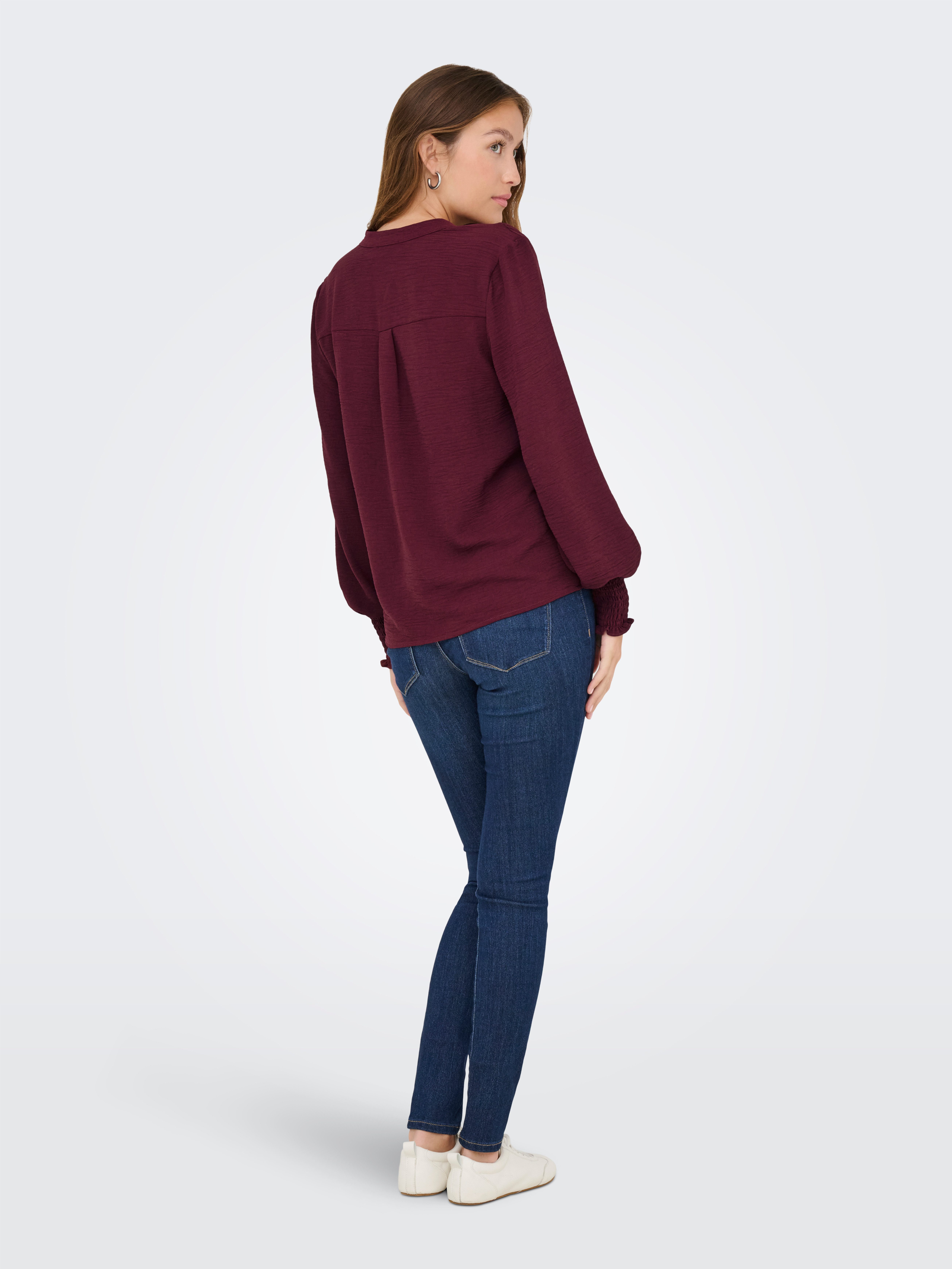 Only Shirt ONLMETTE V-NECK LS SMOCK TOP NOOS WVN
