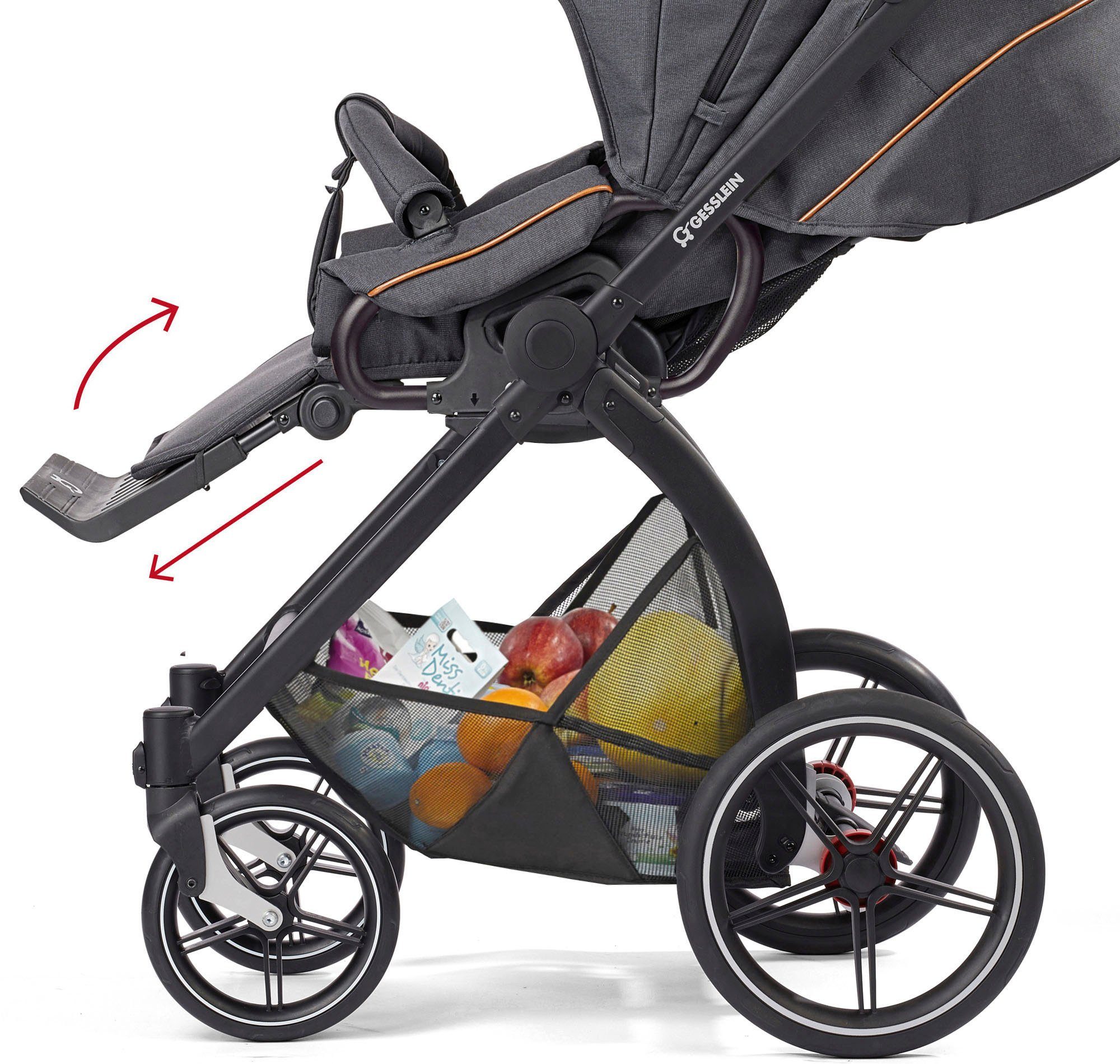 Gesslein Combi-kinderwagen FX4 Soft+ met opzetstuk Classic zwart/zwart, zwartgrijs