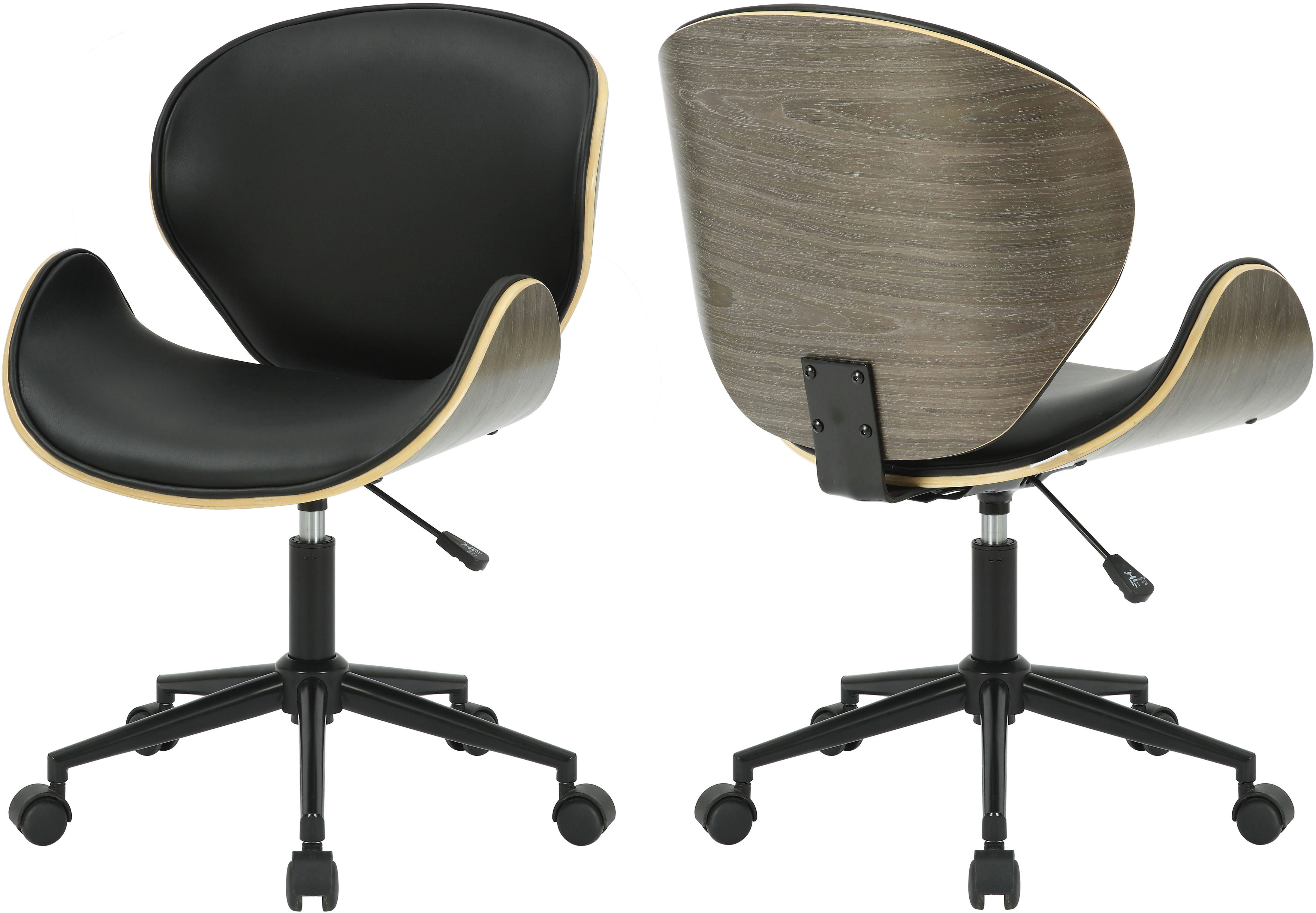 Guido Maria Kretschmer Home&Living Bureaustoel HALVARD Zit schaal van fineerhout, stille wielen, moderne retrolook