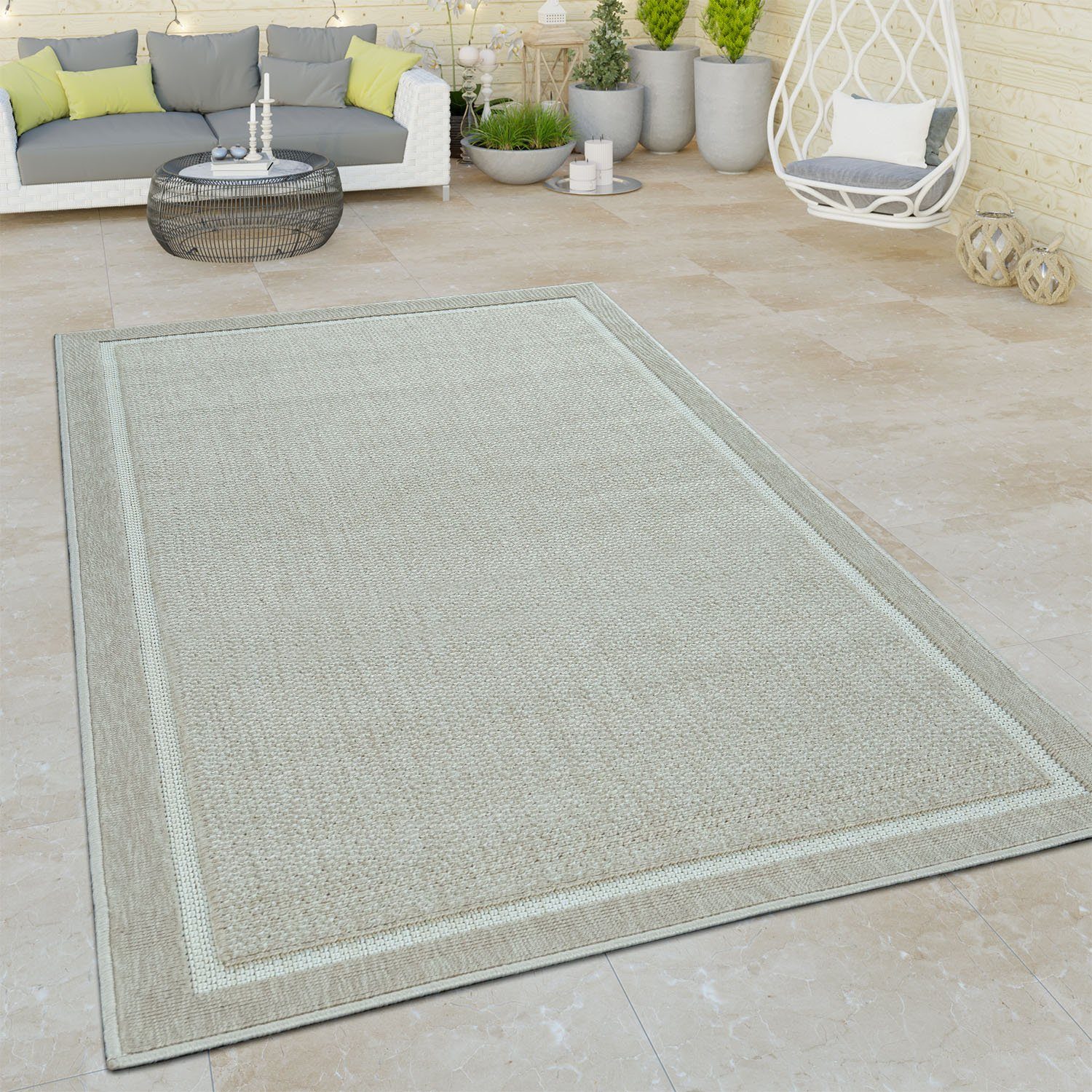 Paco Home Vloerkleed Brugge 225 Platweefsel, met randdessin, geschikt voor binnen en buiten, woonkamer