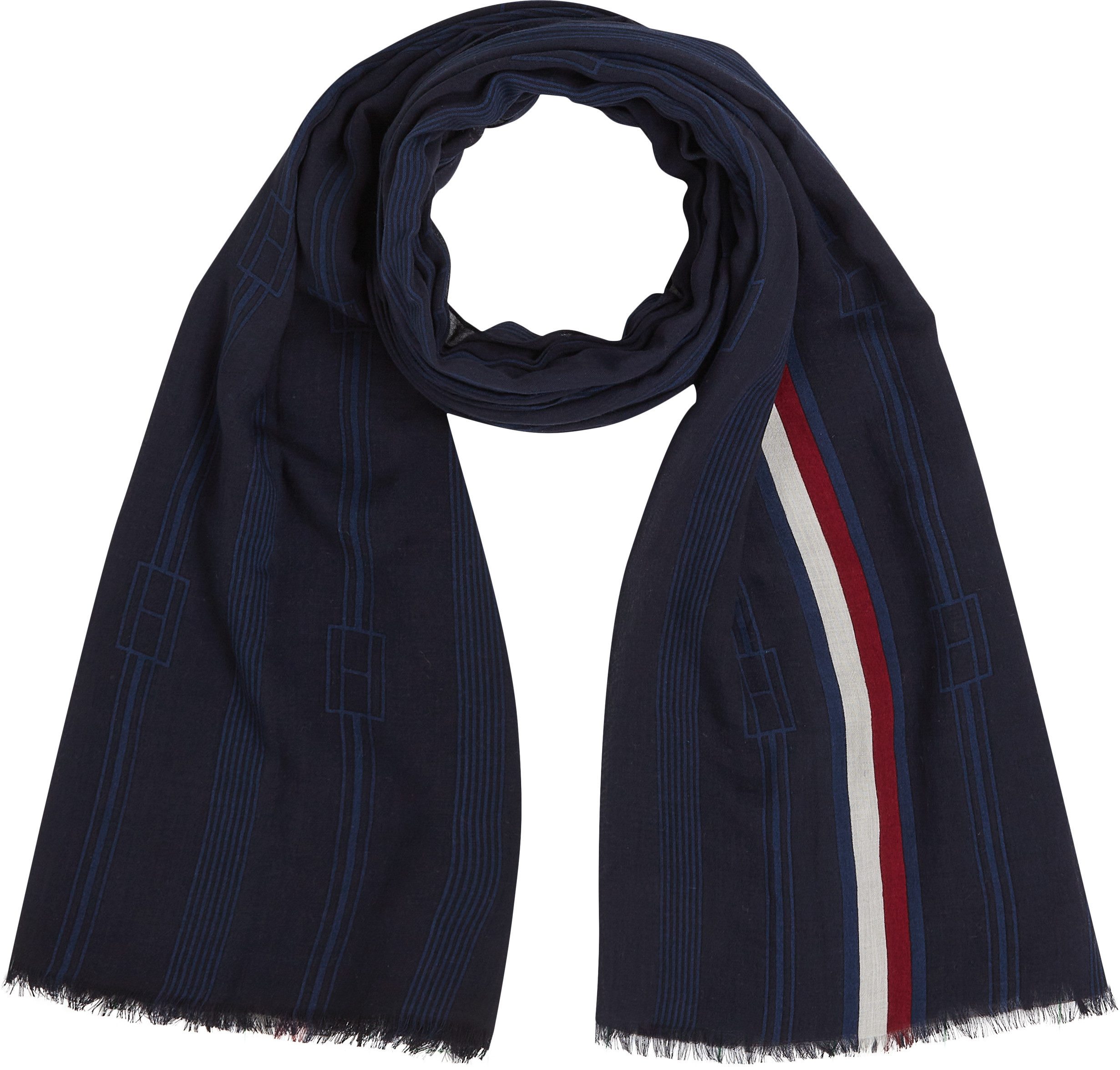 Tommy Hilfiger Sjaal ESSENTIAL FLAG SCARF transparante structuur, licht rafelig