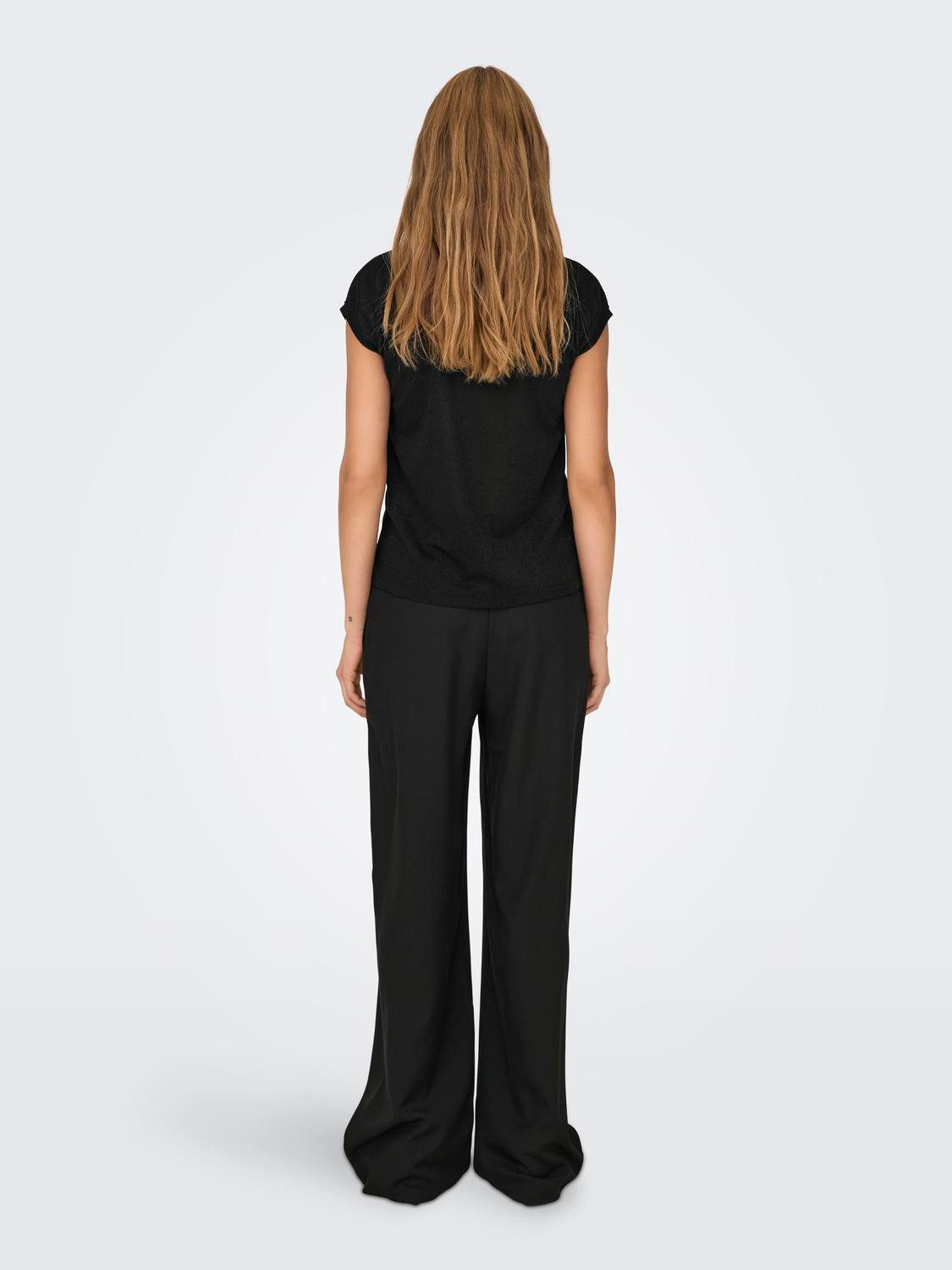 Only Shirt met korte mouwen ONLSILVERY S/S V NECK LUREX TOP JRS NOOS