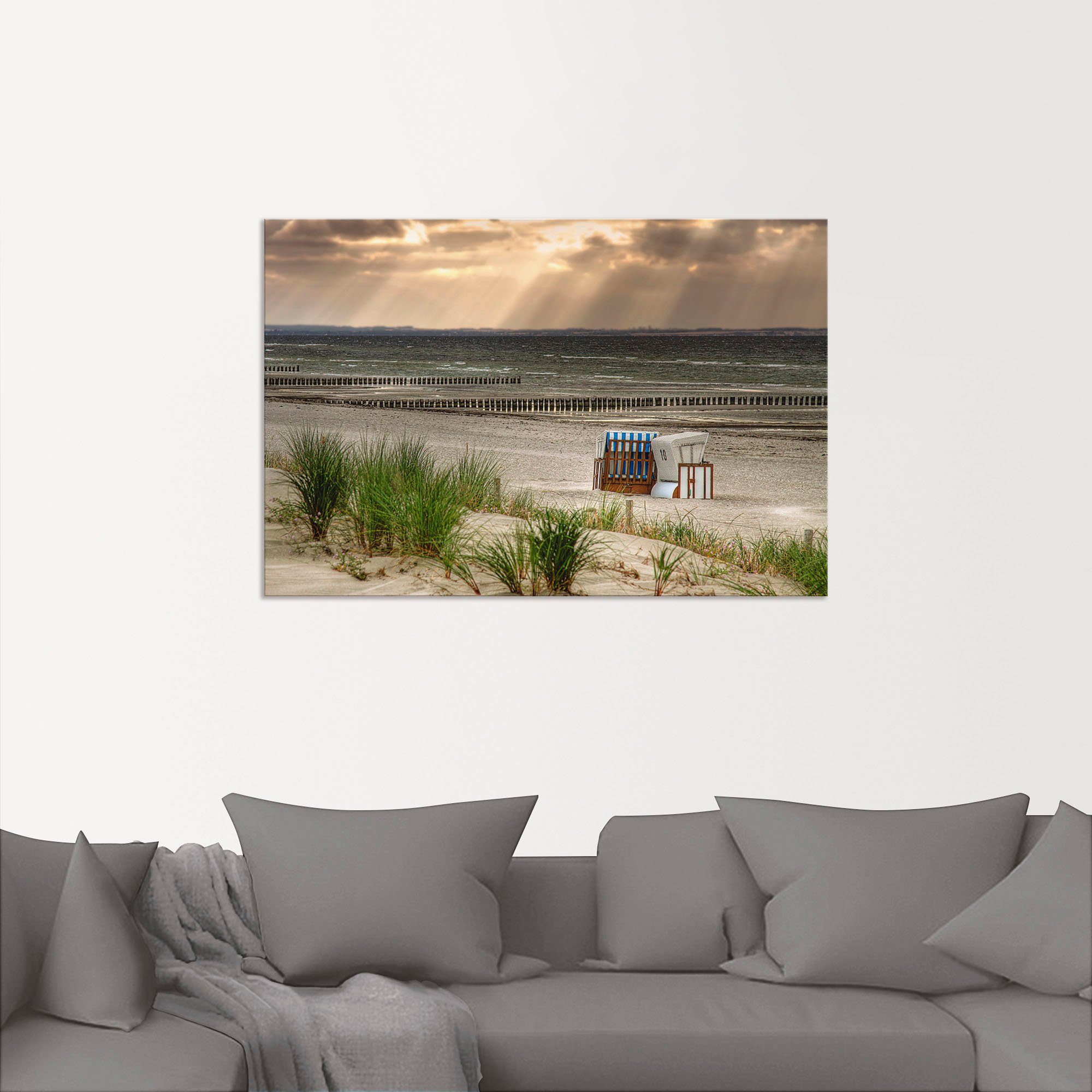 Artland Artprint Zwarte struik strand op eiland Poel als artprint van aluminium, artprint op linnen, muursticker, verschillende maten