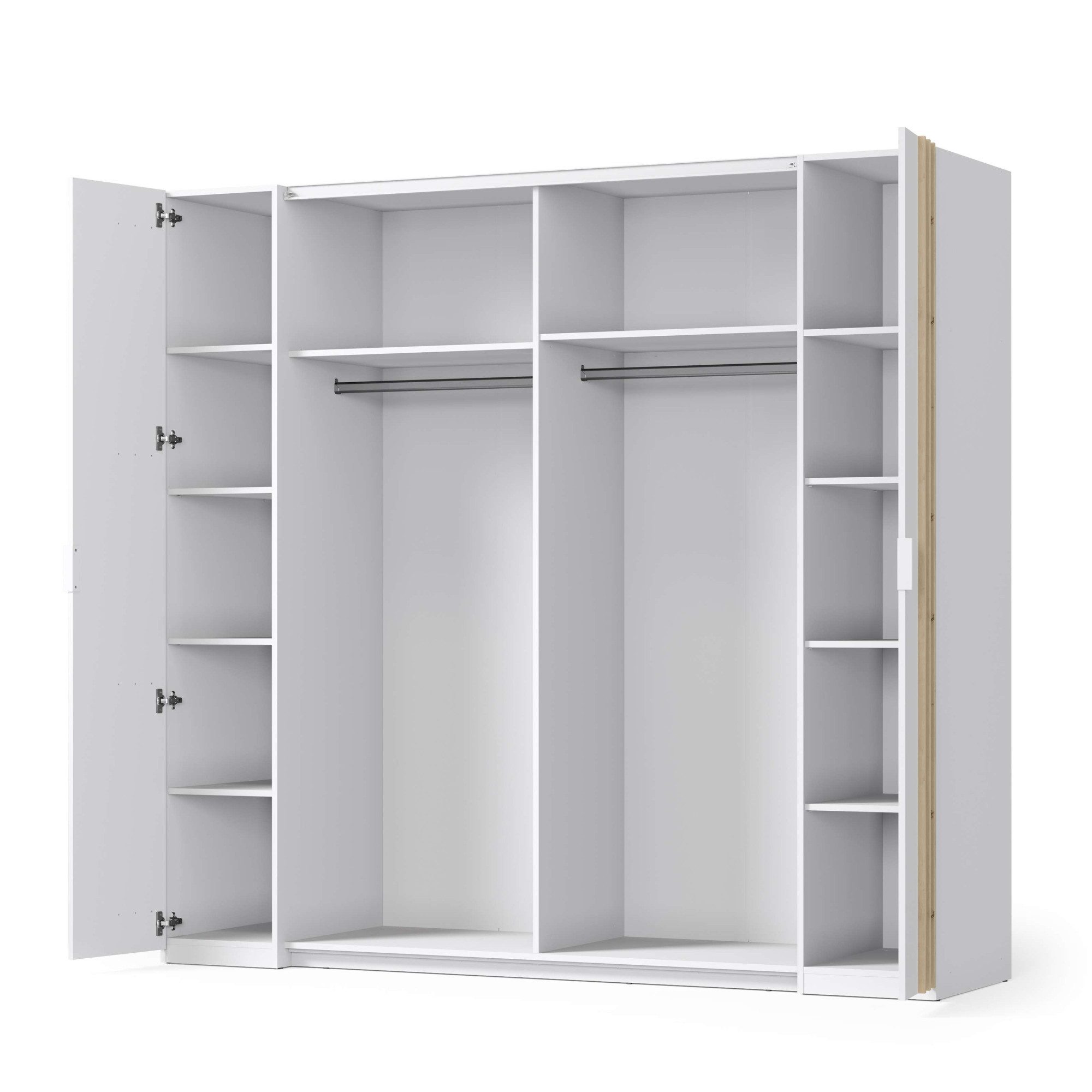 INOSIGN Kledingkast Calera met spiegel, 10 inlegplanken en kledingstang Garderobe met 2 schuifdeuren en 2 draaideuren, BxHxD 219,6x207,5x62 cm